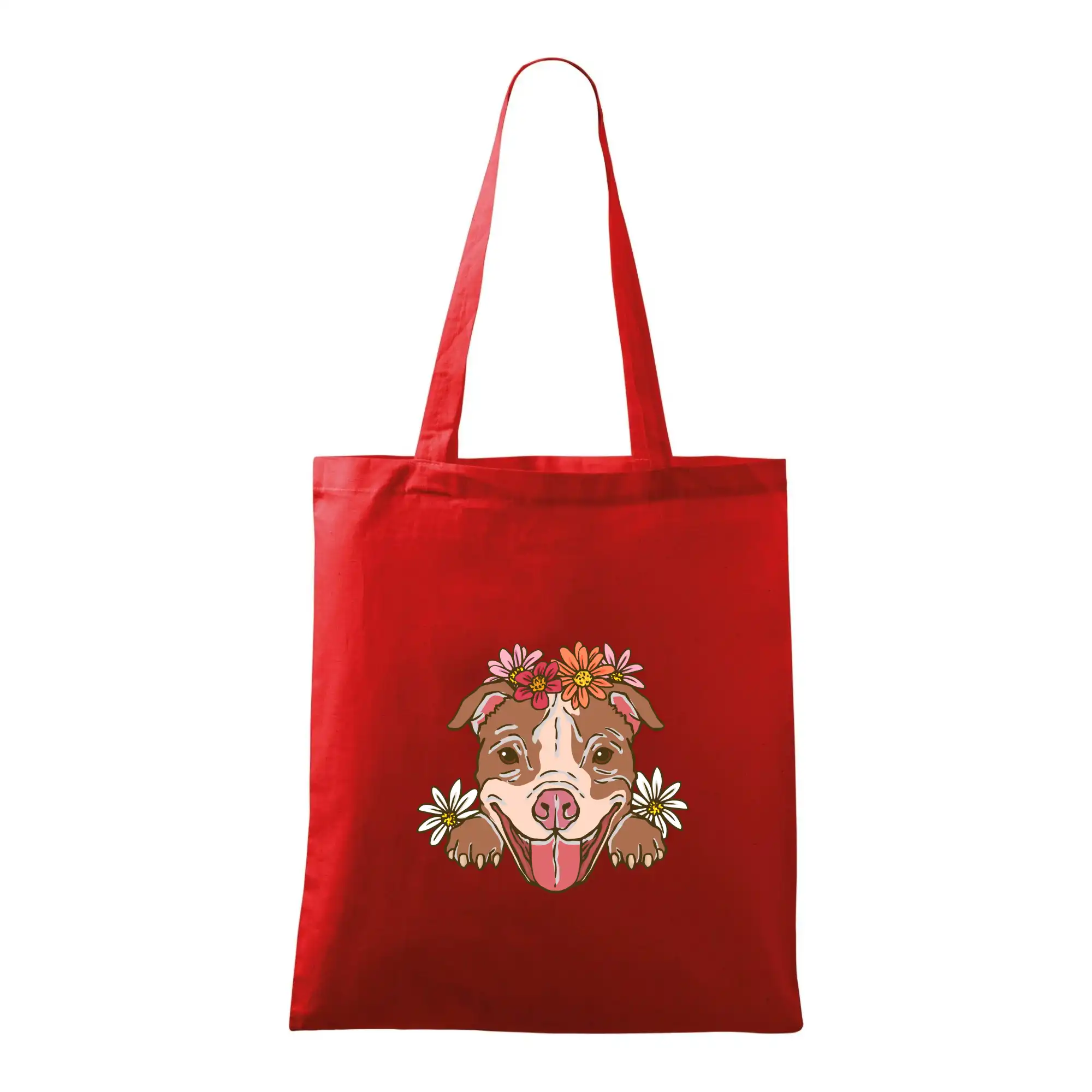 Americký stafordširský teriér hlava s květinami