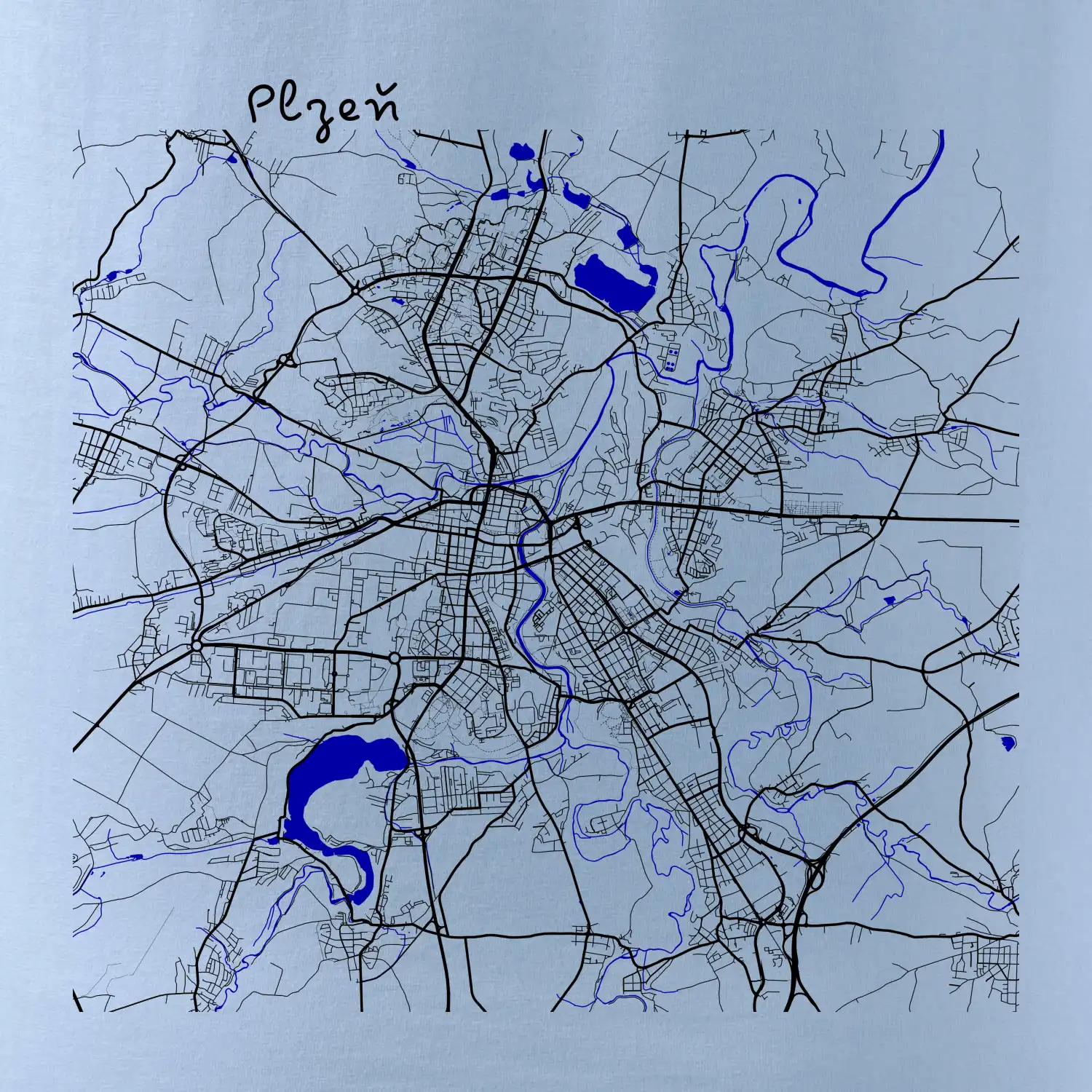 Plzeň mapa s vodními toky