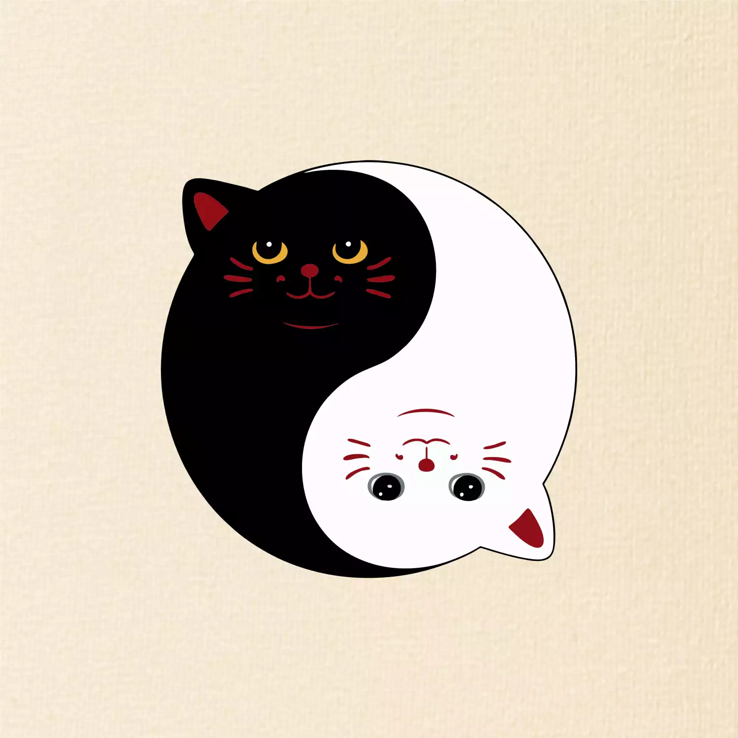 Kočky jin jang barevné