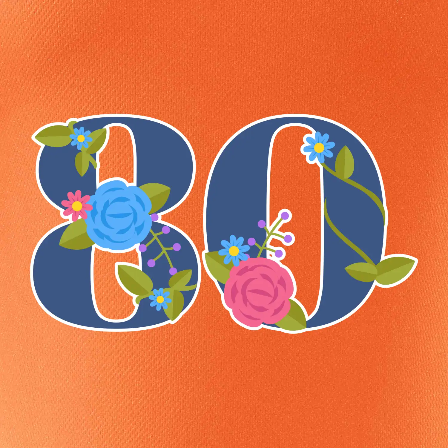 Květinové číslo kreslené - 80