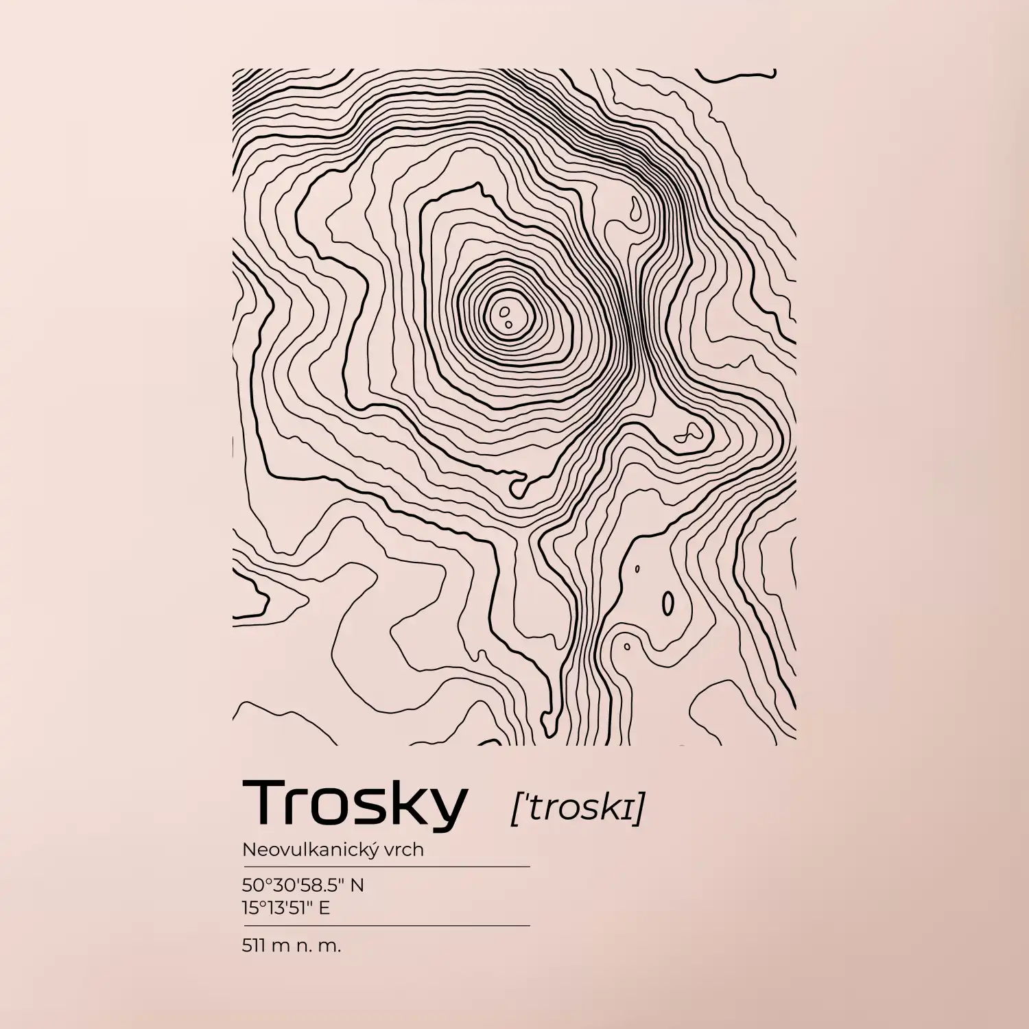 Trosky - vrstevnice v obdélníku