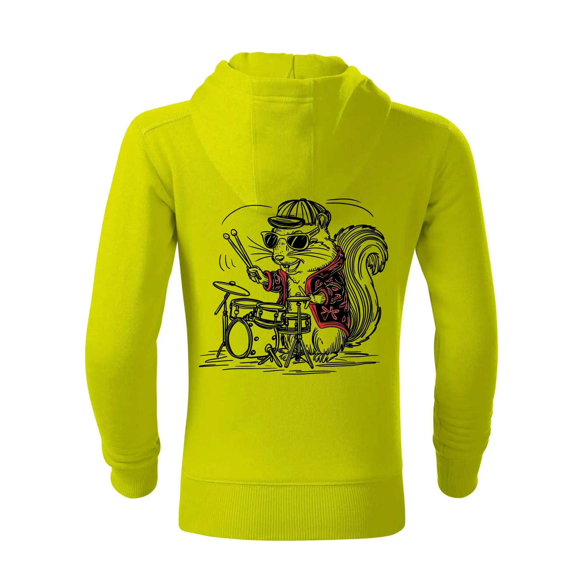 Squirrel playing drums