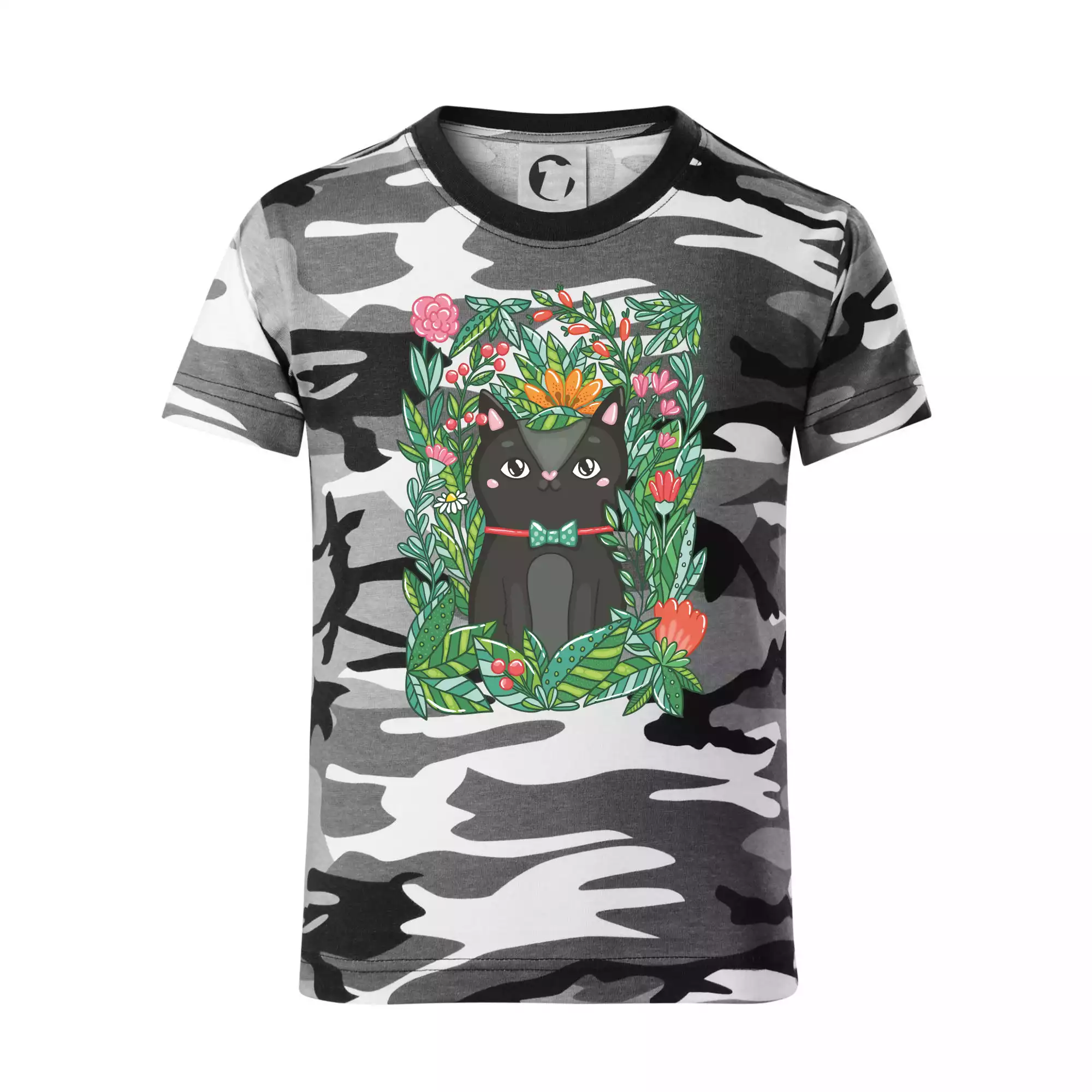 Kočka s květy malovaná