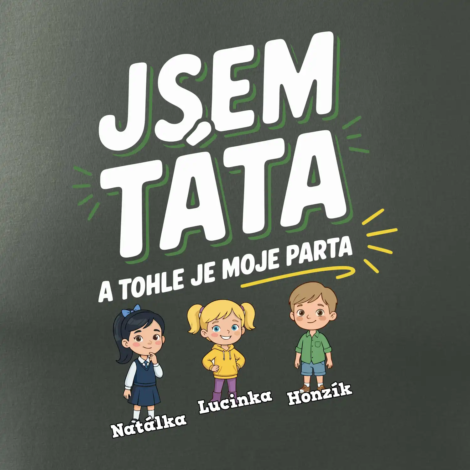 Jsem táta a tohle je moje parta  (obrázky a jména dětí)