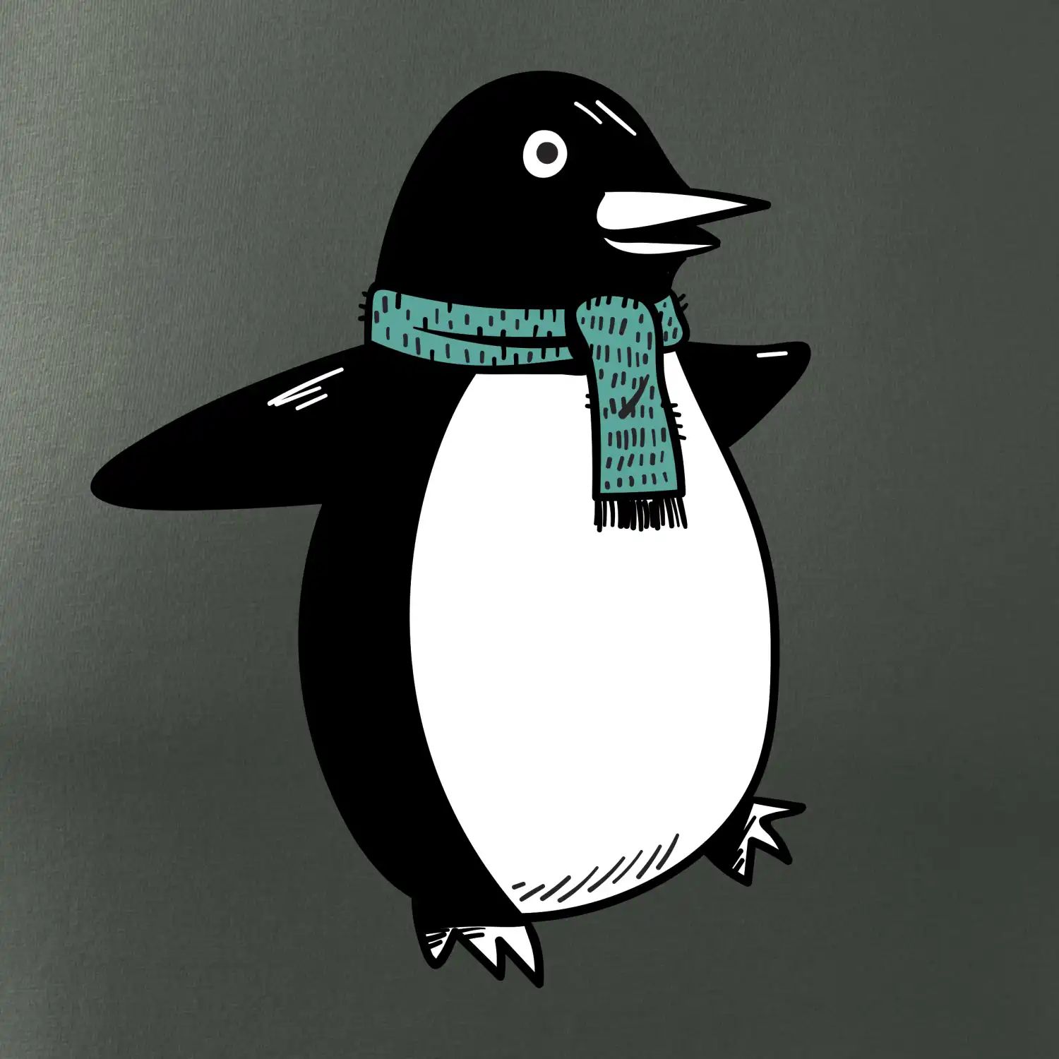 Tučňák se zelenou šálou