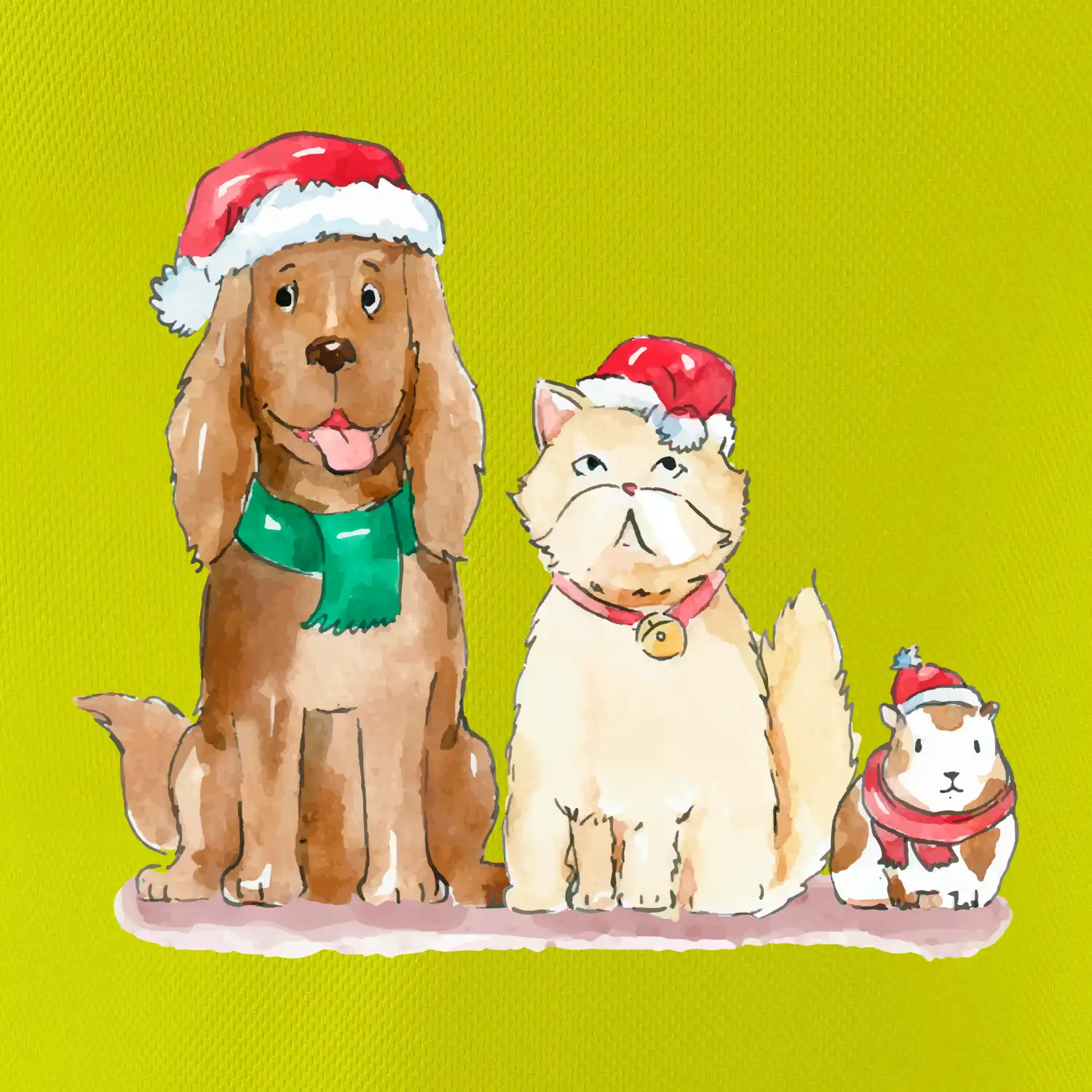 Veselé vánoce - pes, křeček a kočka
