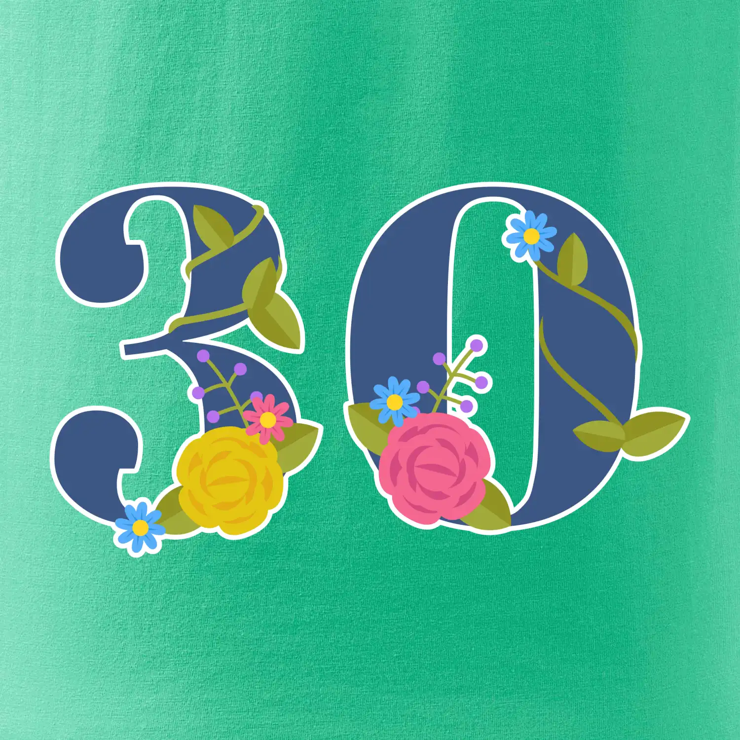Květinové číslo kreslené - 30
