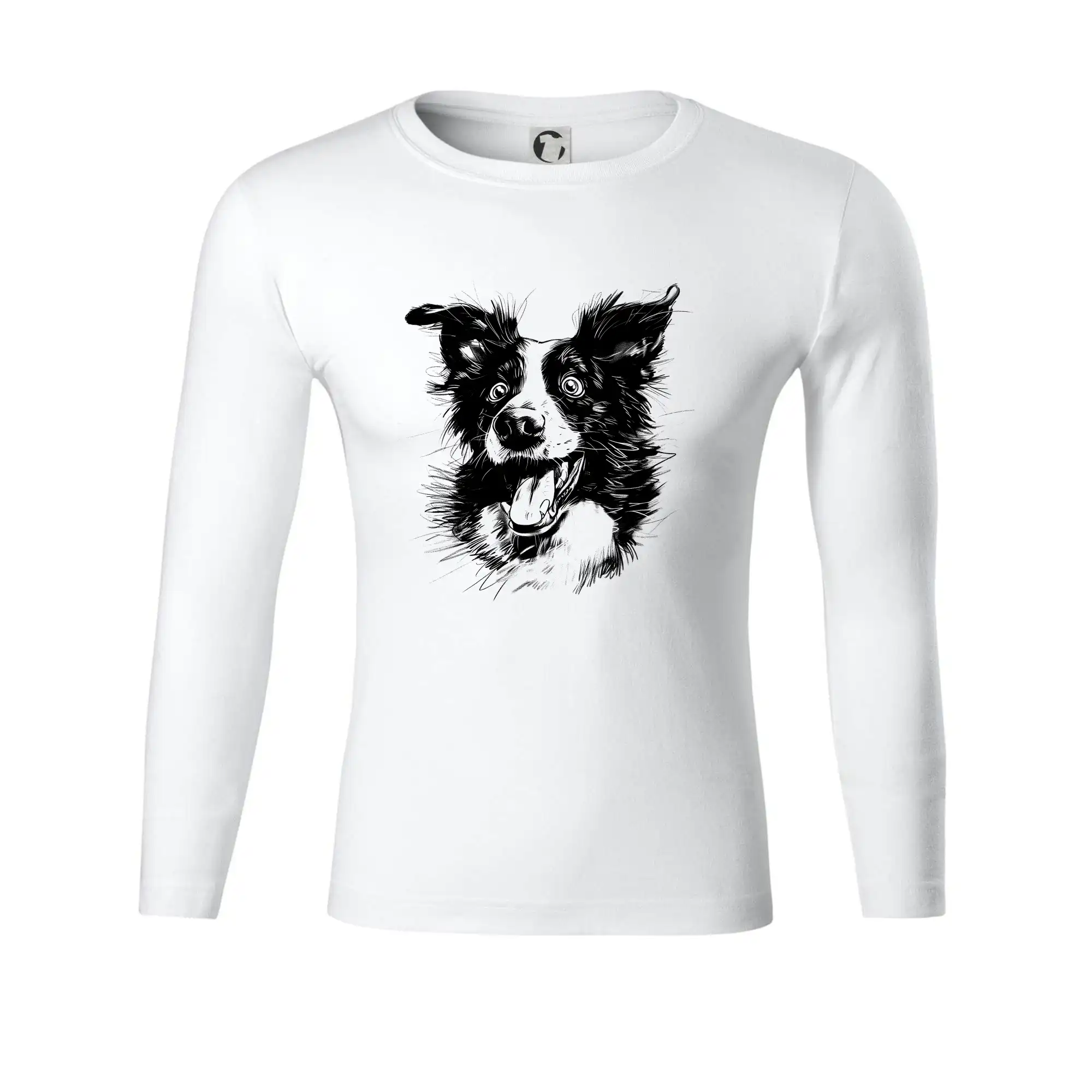 Černobílá karikatura Border kolie