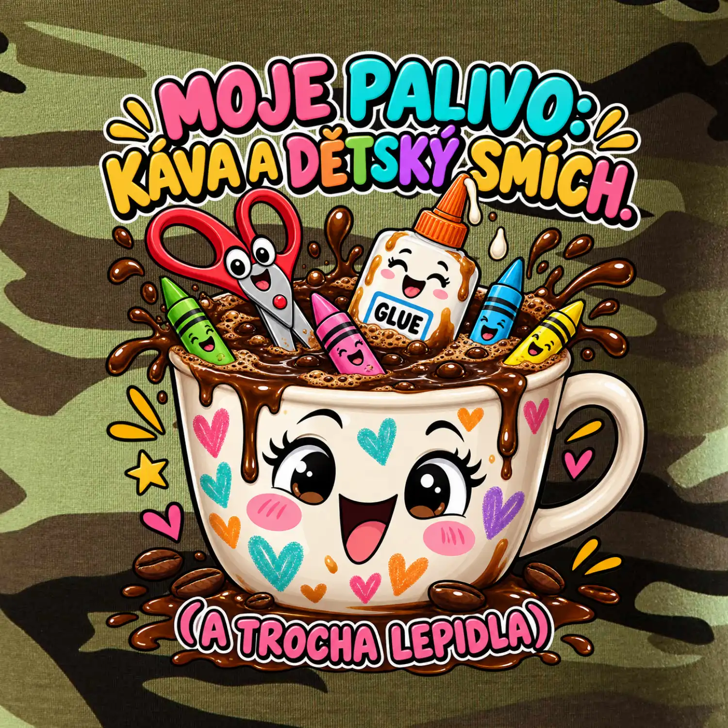 Moje palivo káva dětský smích a lepidlo