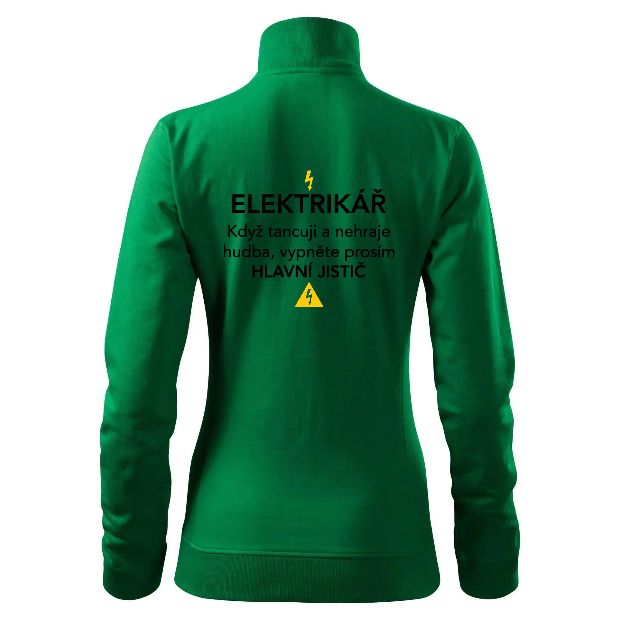 Elektrikář - hlavní jistič - Nápis na zádech