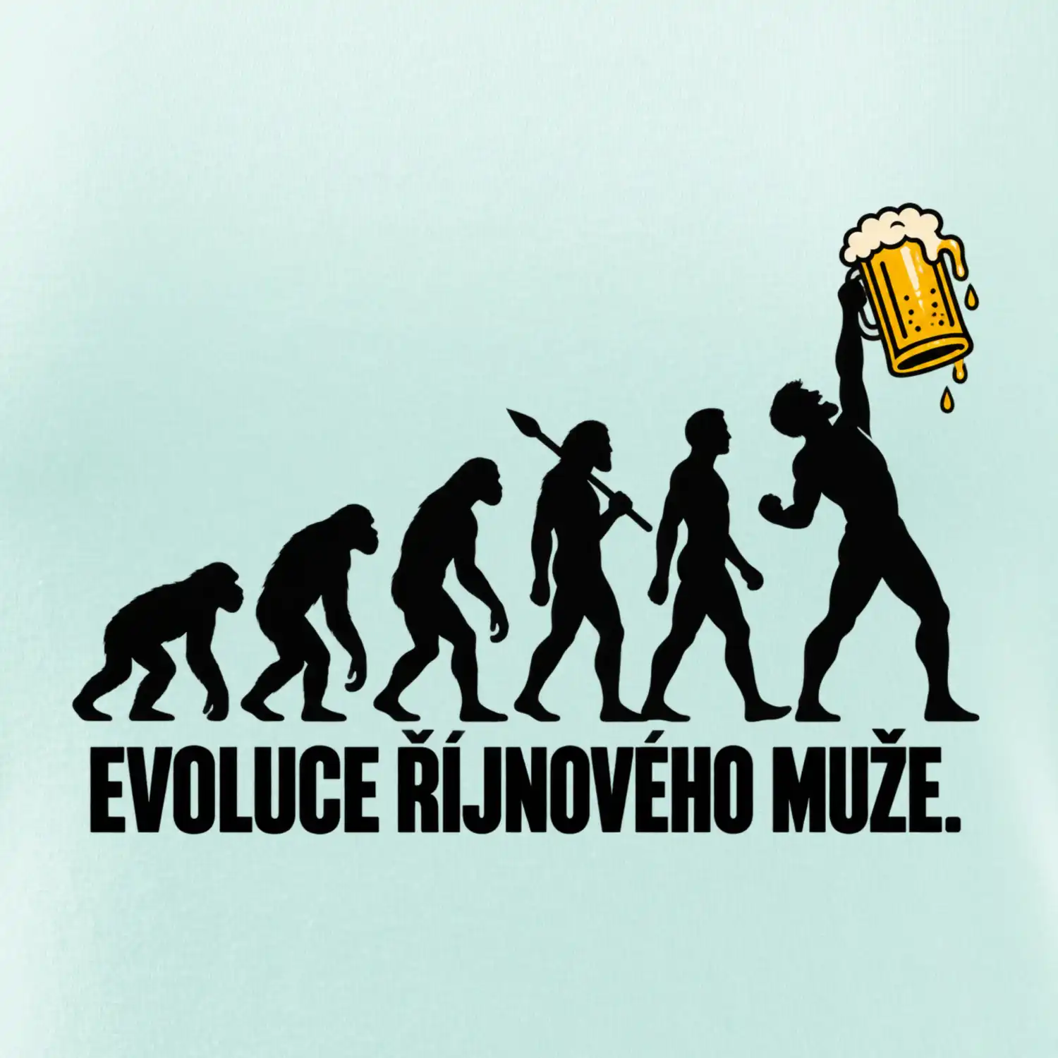 Evoluce říjnového muže s velkým půllitrem piva
