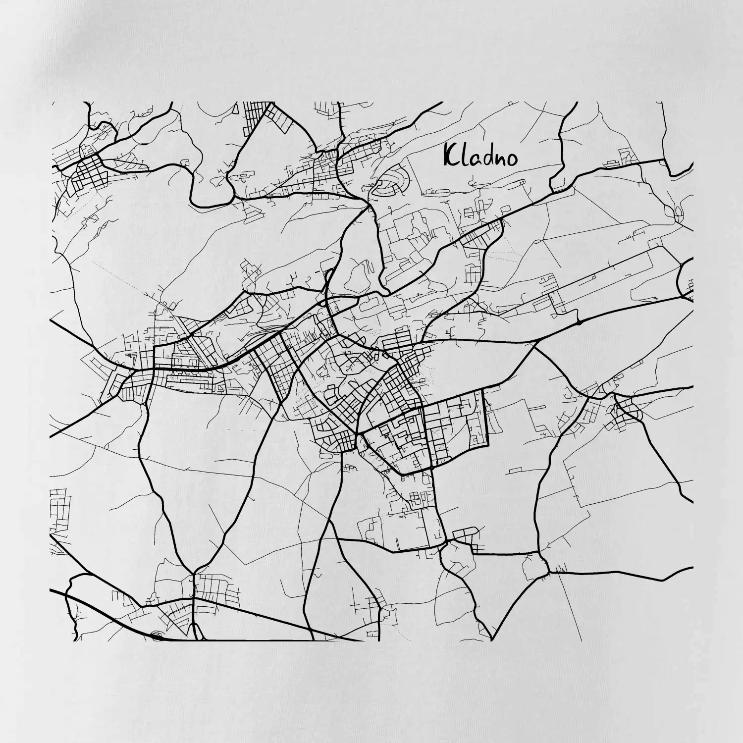 Černobílá mapa Kladno