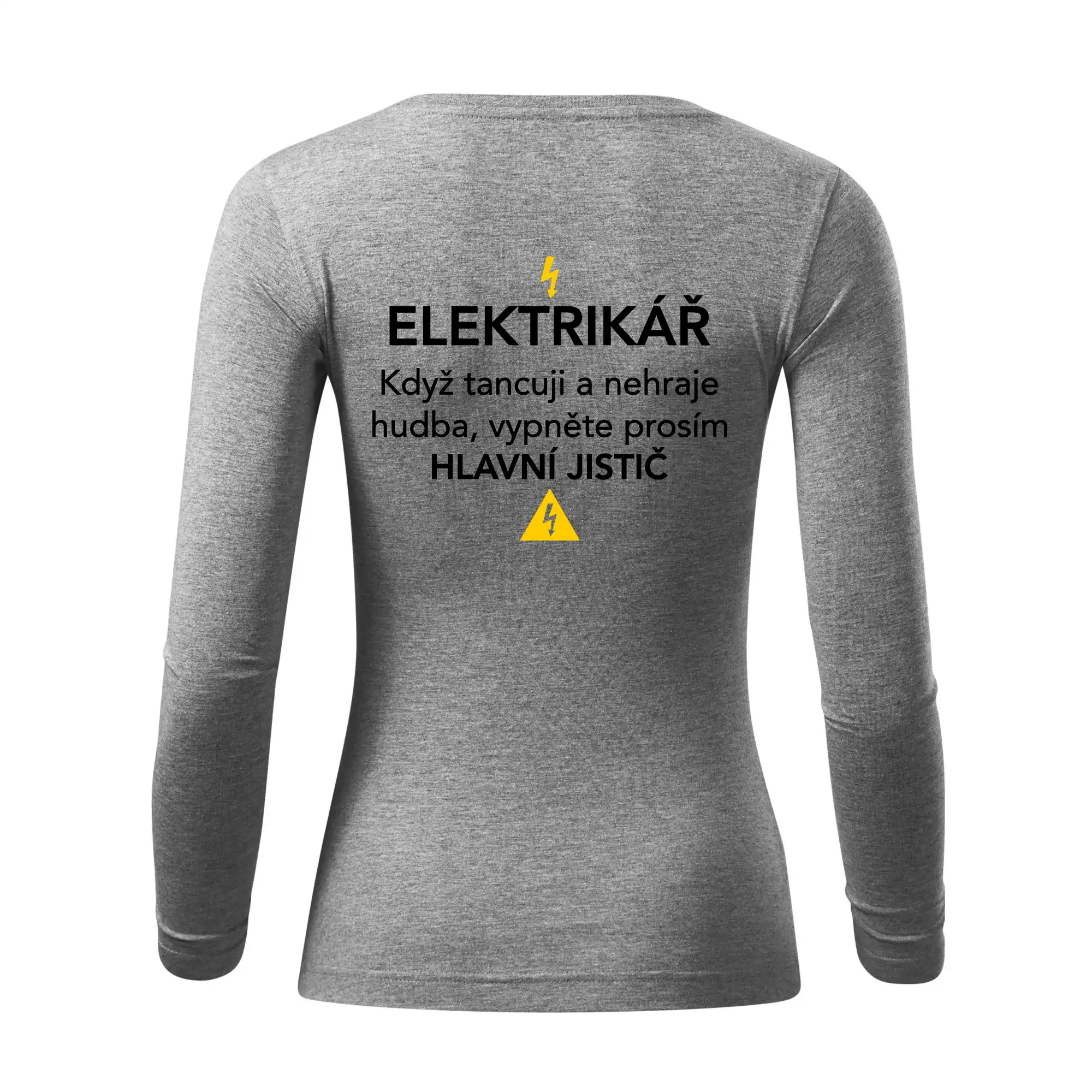 Elektrikář - hlavní jistič - Nápis na zádech