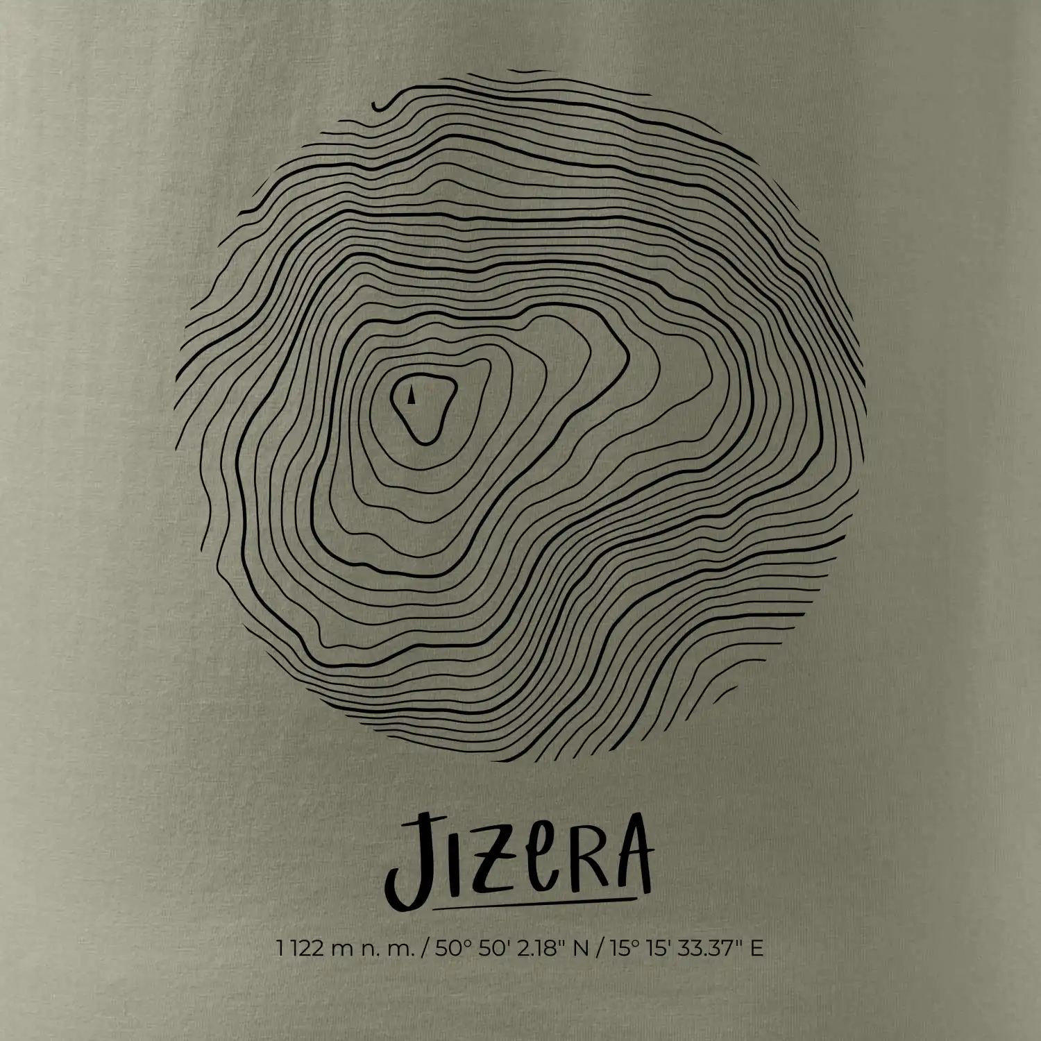 Jizera - vrstevnice v kruhu
