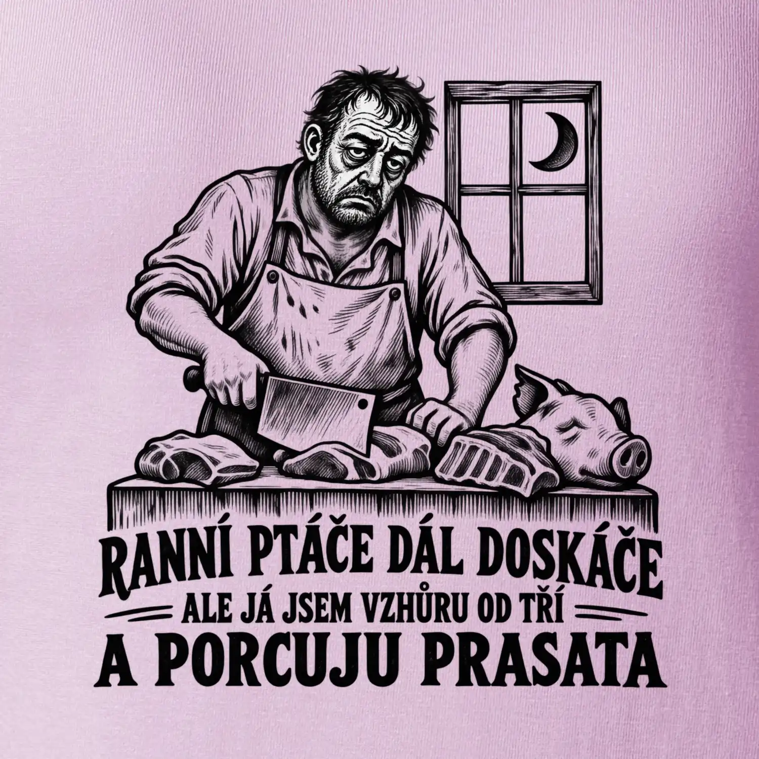 Řezník vzhůru od tří a porcuju prasata