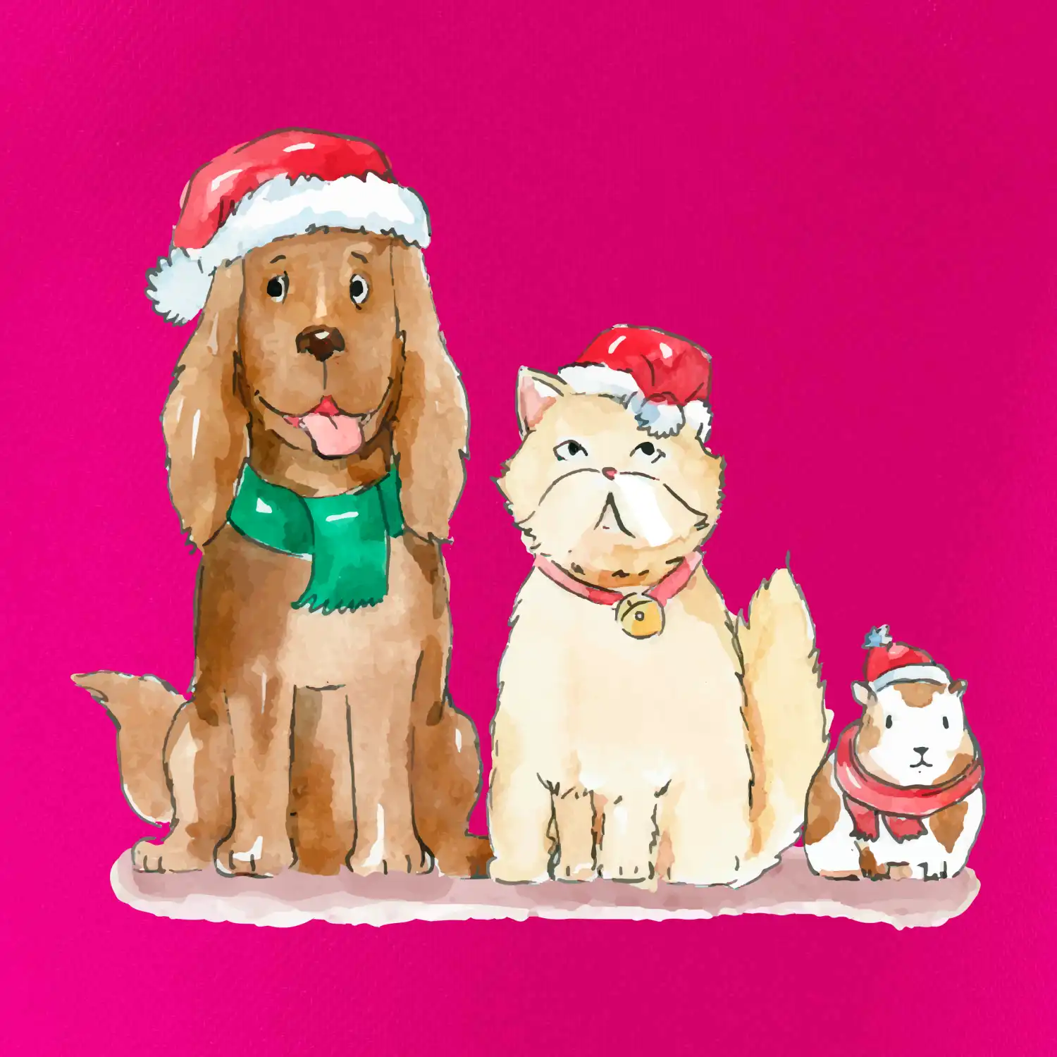 Veselé vánoce - pes, křeček a kočka