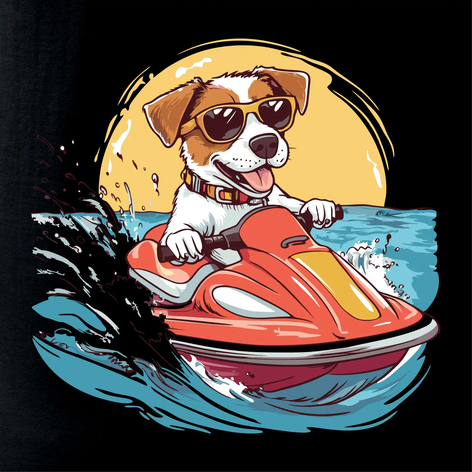 Jack russell teriér na vodním skútru