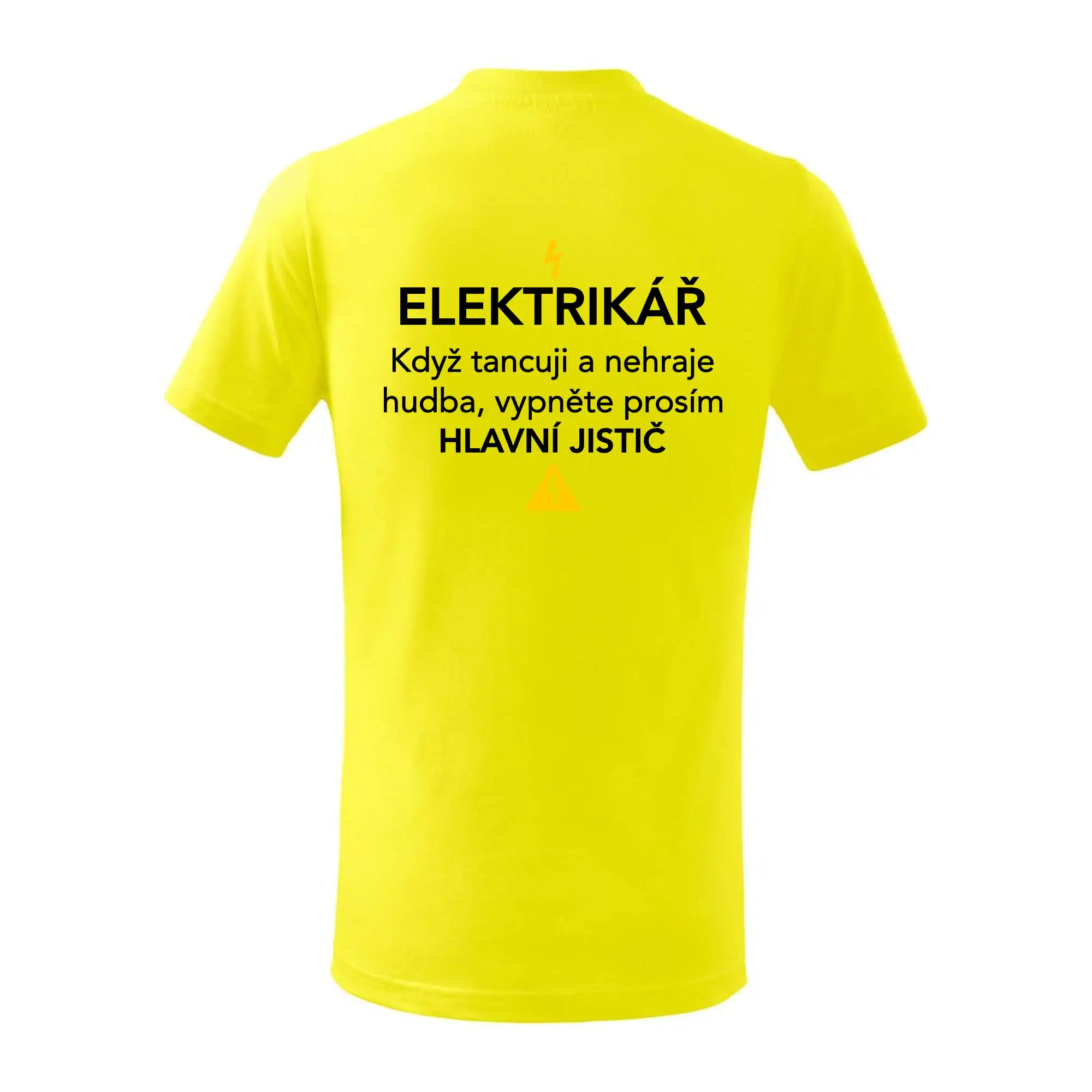 Elektrikář - hlavní jistič - Nápis na zádech