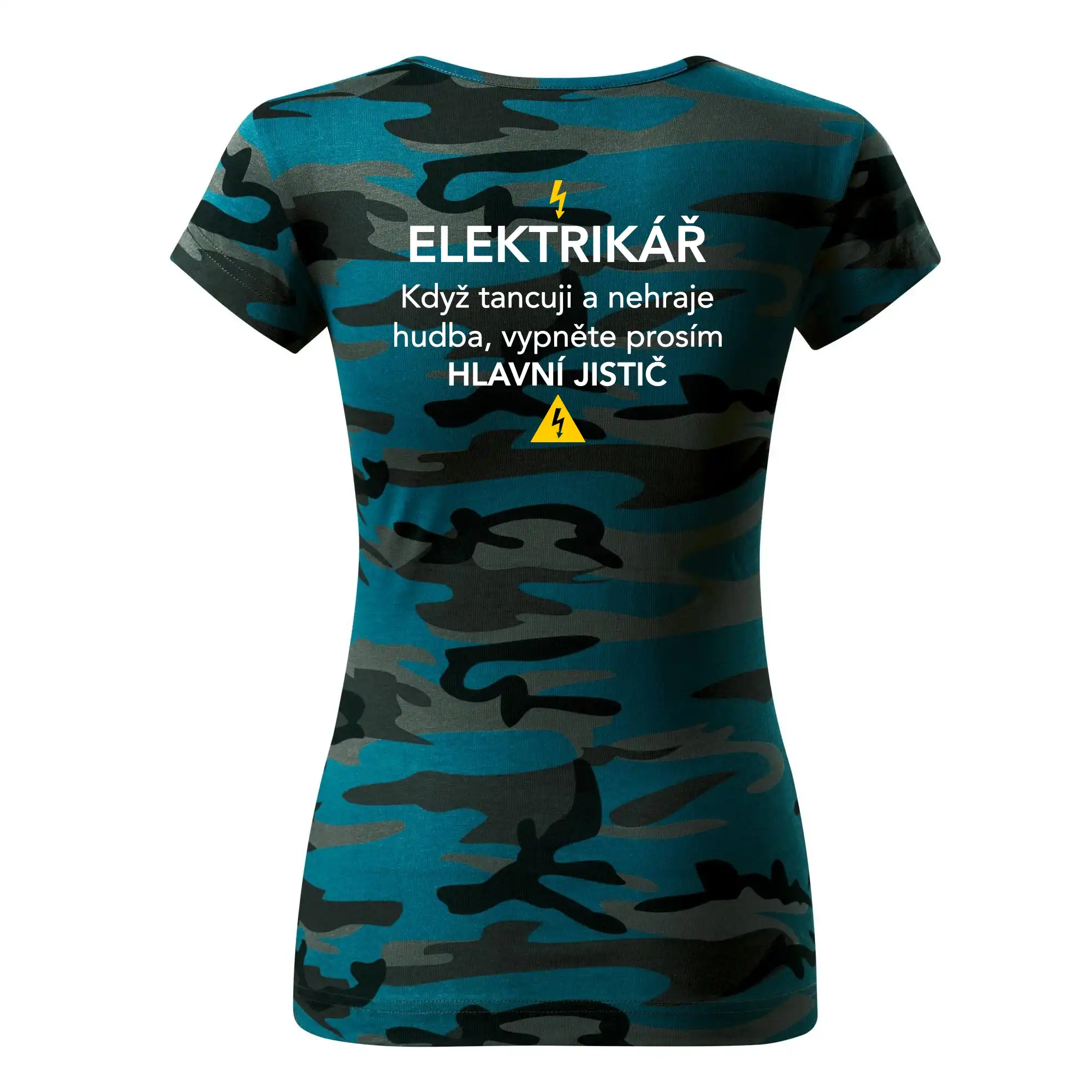 Elektrikář - hlavní jistič - Nápis na zádech