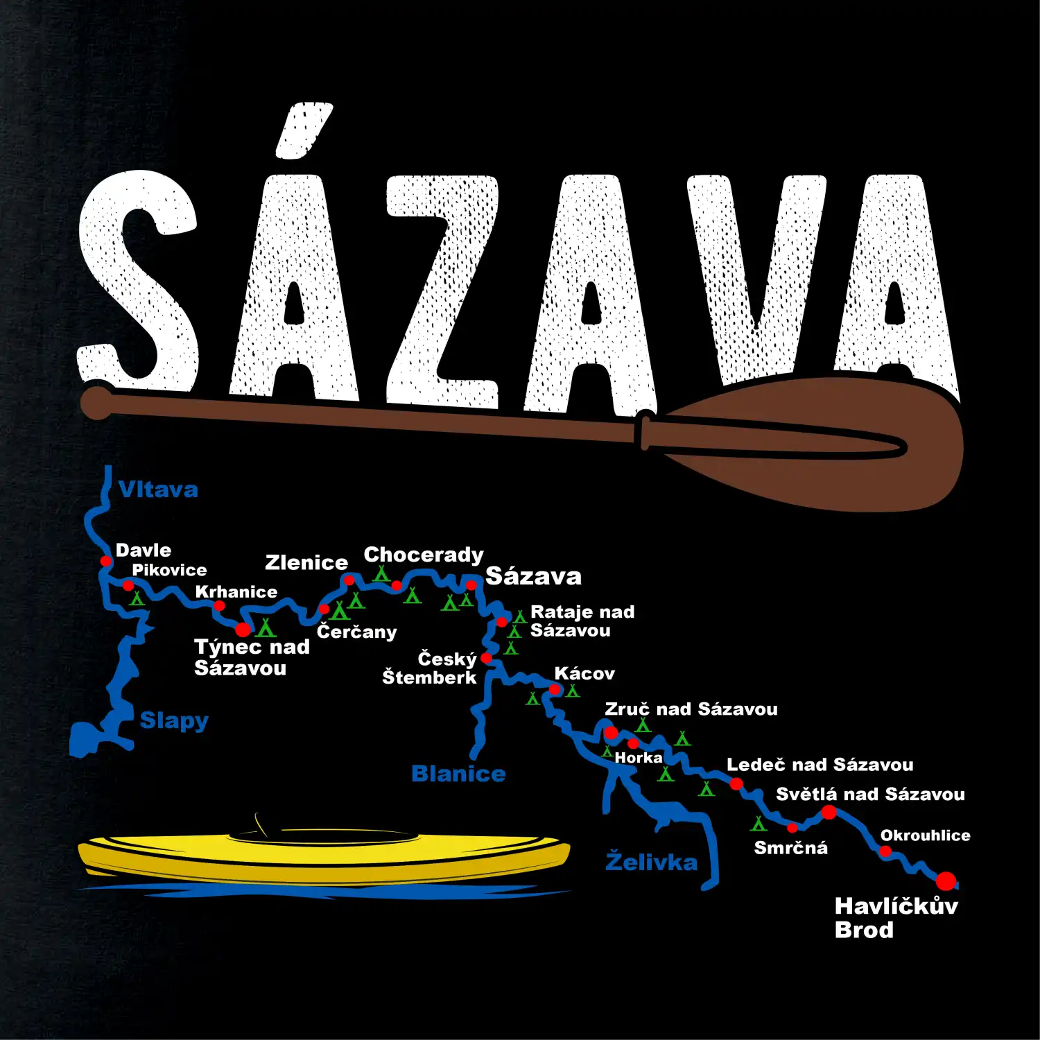 Mapa řeky Sázavy