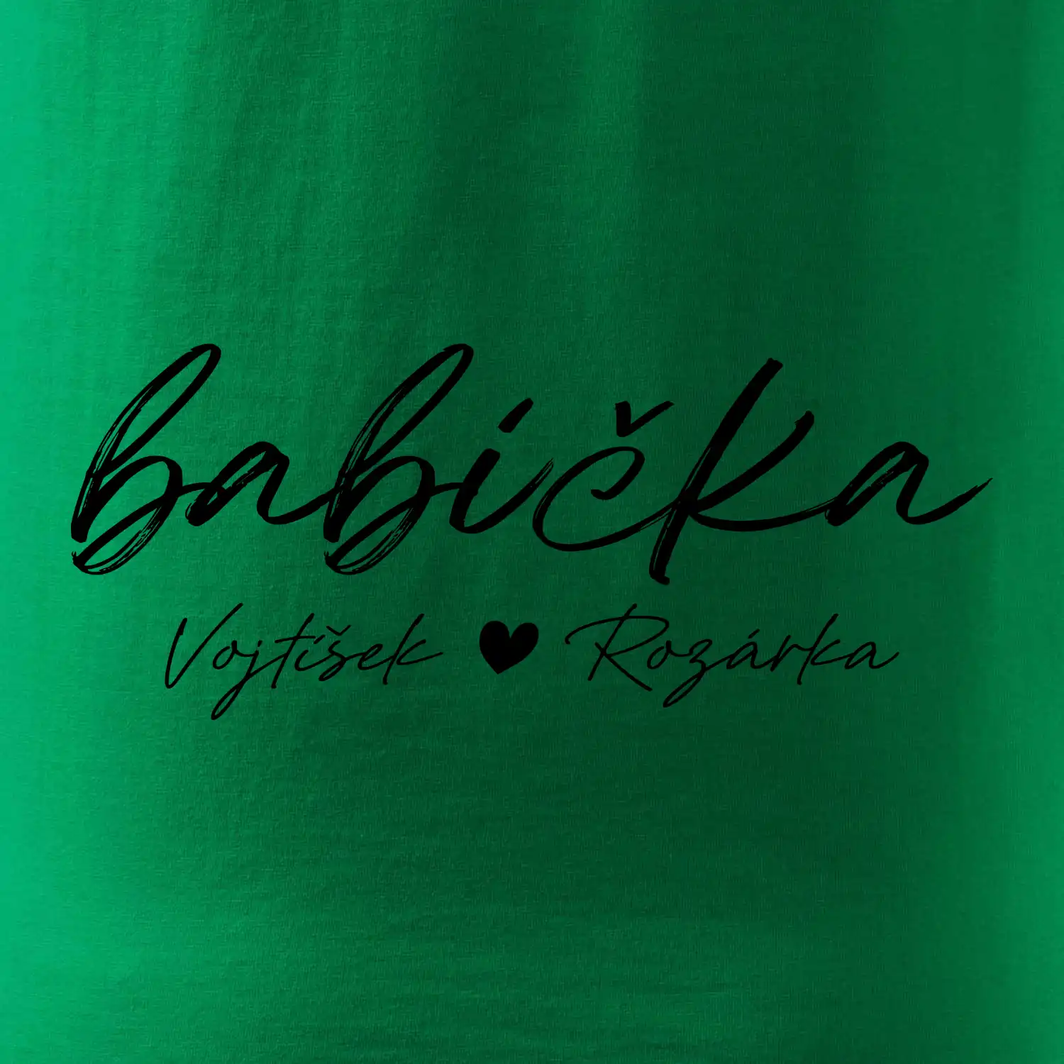 Babička Tričko se jmény dětí psací písmo