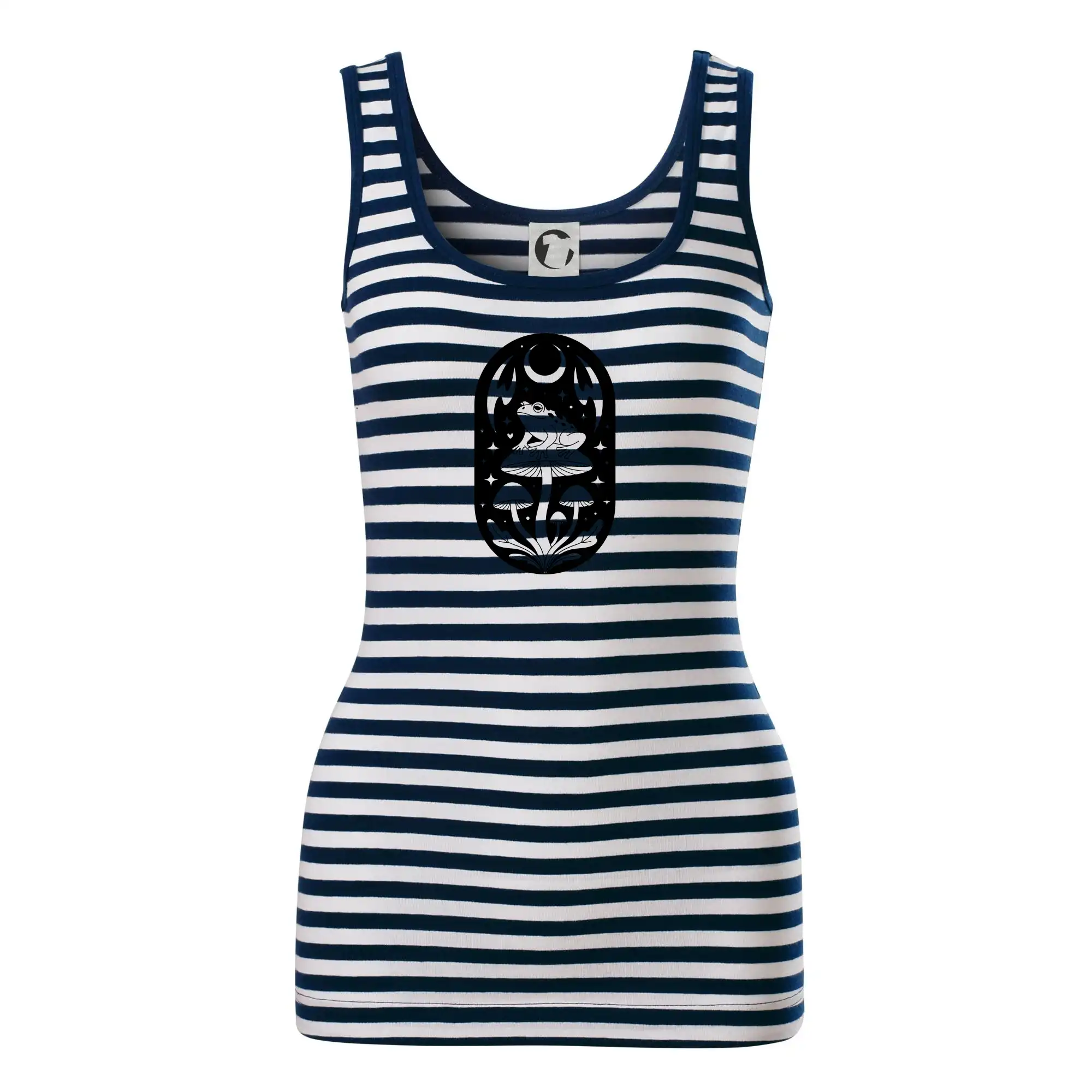 Goblincore černobílá oválná žába