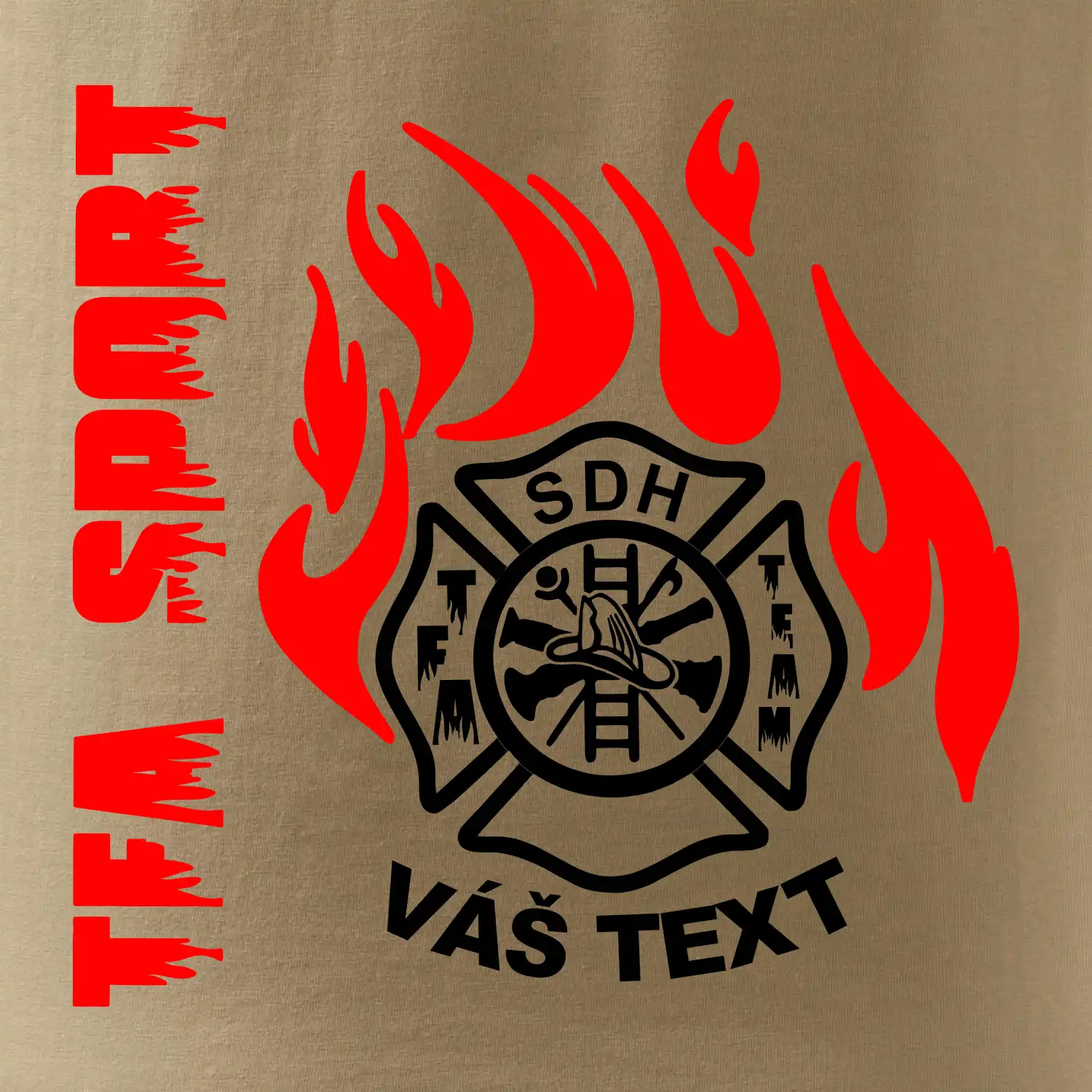 TFA Sport SDH (červený oheň) - Vlastní nápis