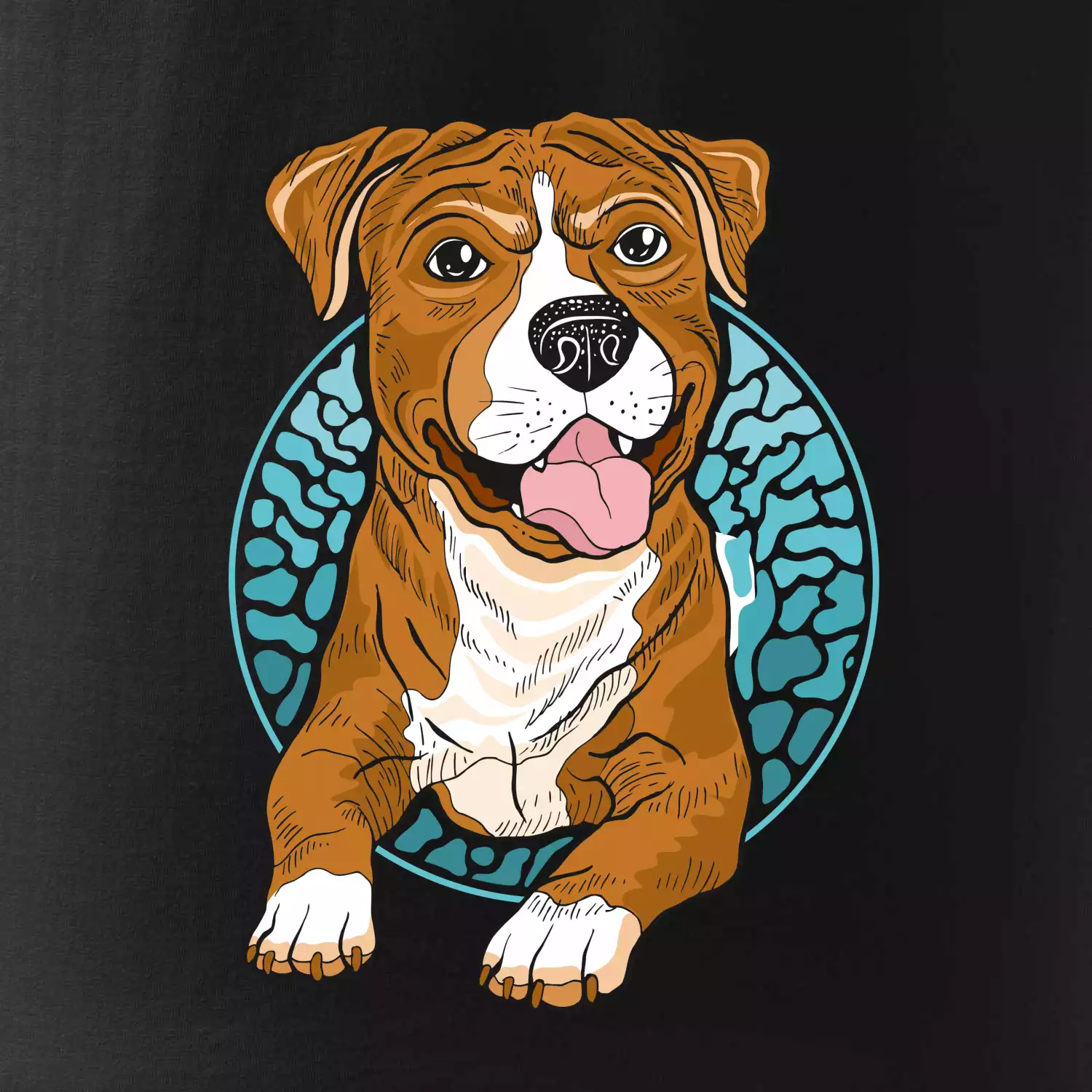 Americký staford kreslený v kolečku (Pecka design)