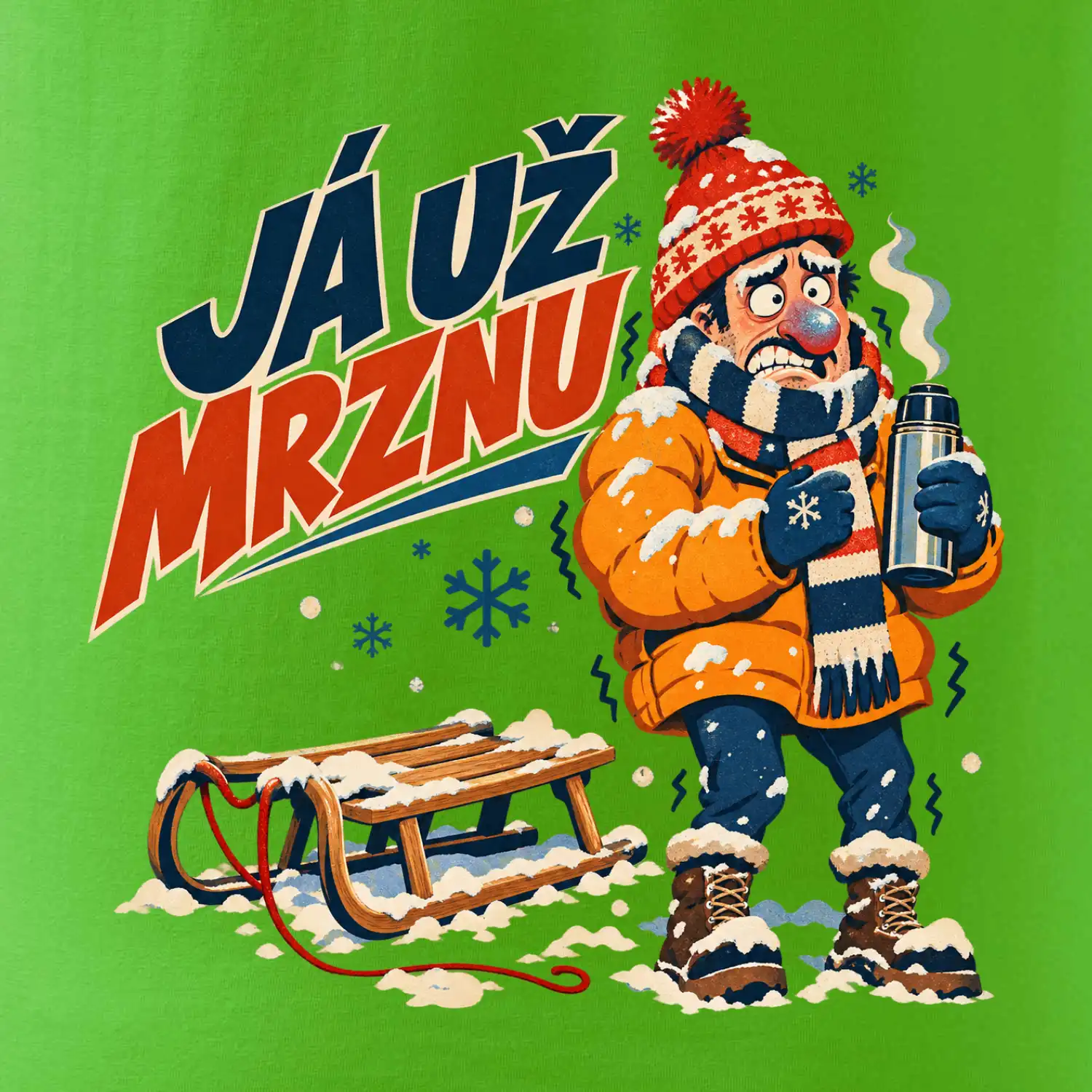 Rodinná vánoční trička - Já už mrznu táta sáňkování