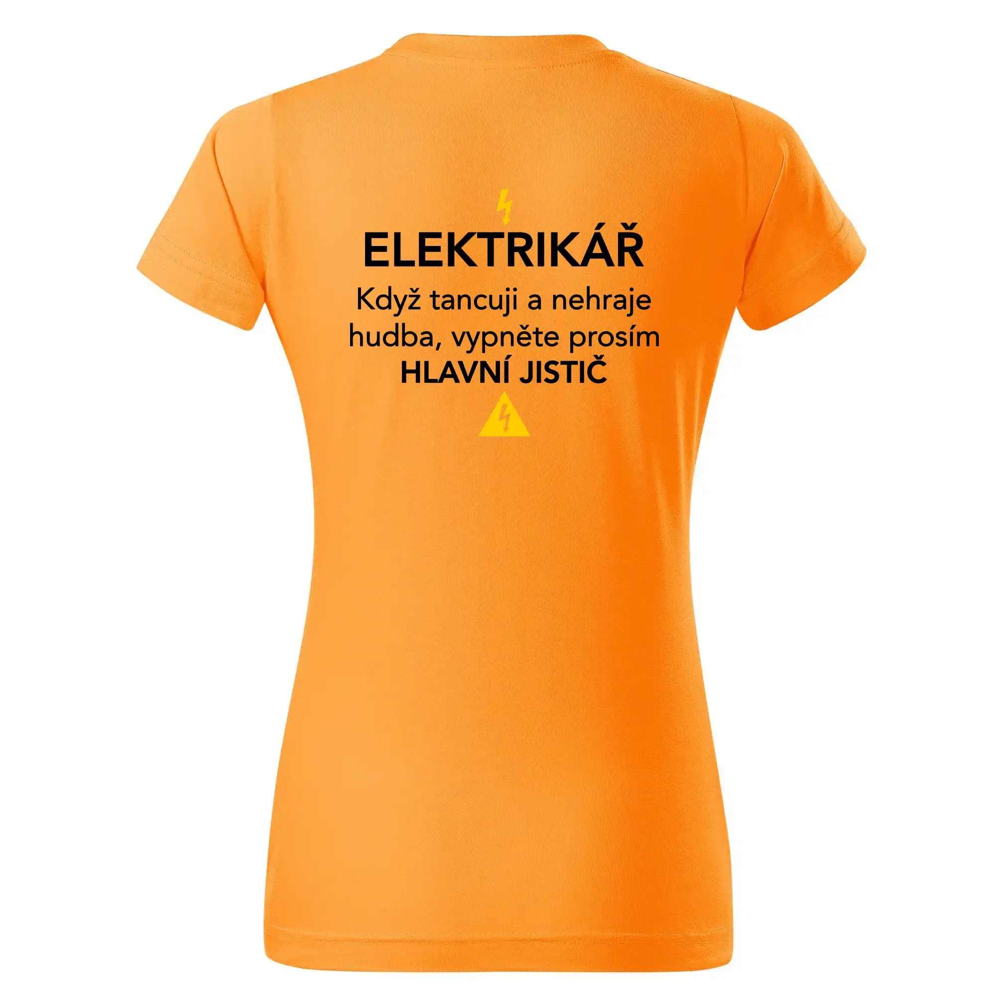 Elektrikář - hlavní jistič - Nápis na zádech