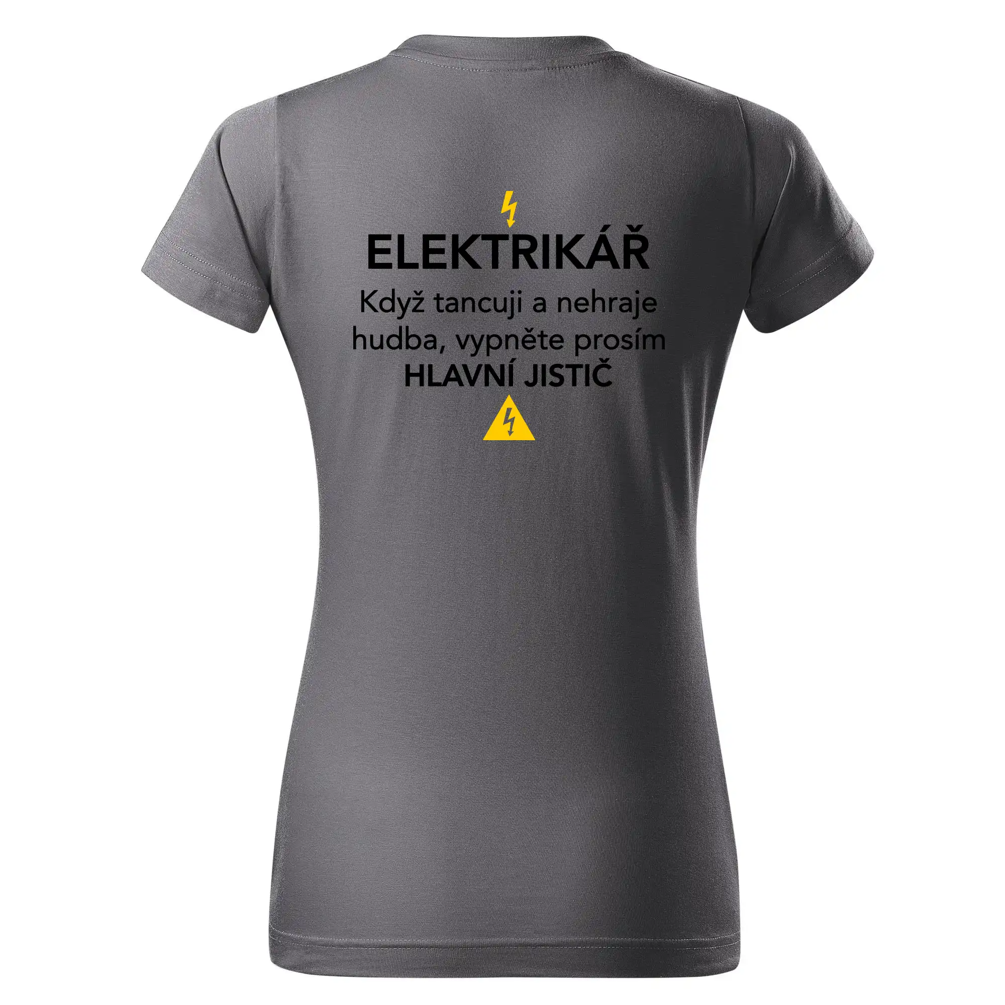 Elektrikář - hlavní jistič - Nápis na zádech