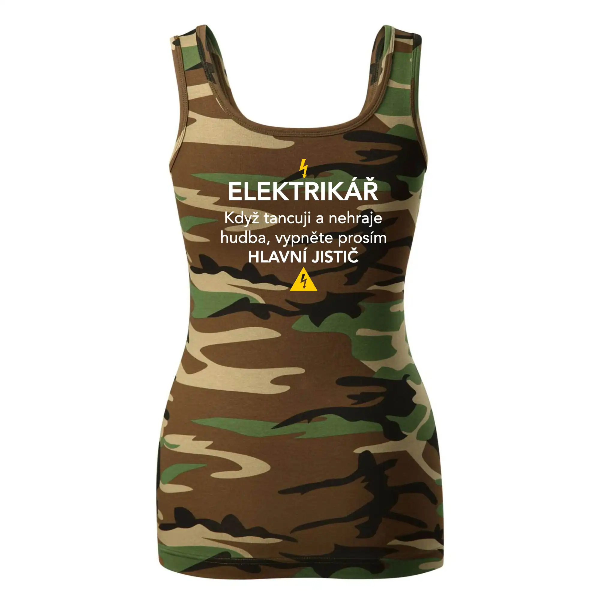 Elektrikář - hlavní jistič - Nápis na zádech