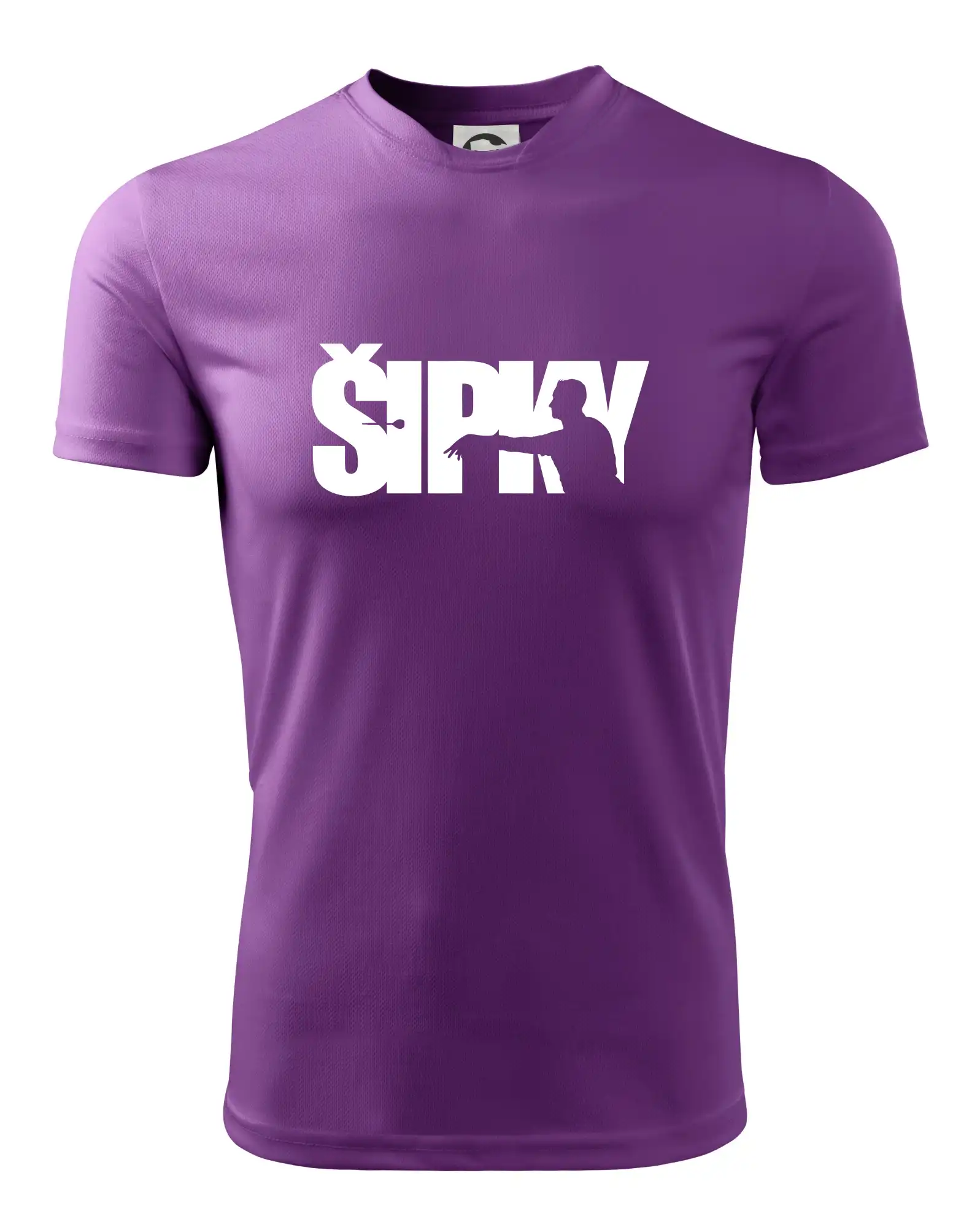 Šipky - nápis se šipkařem