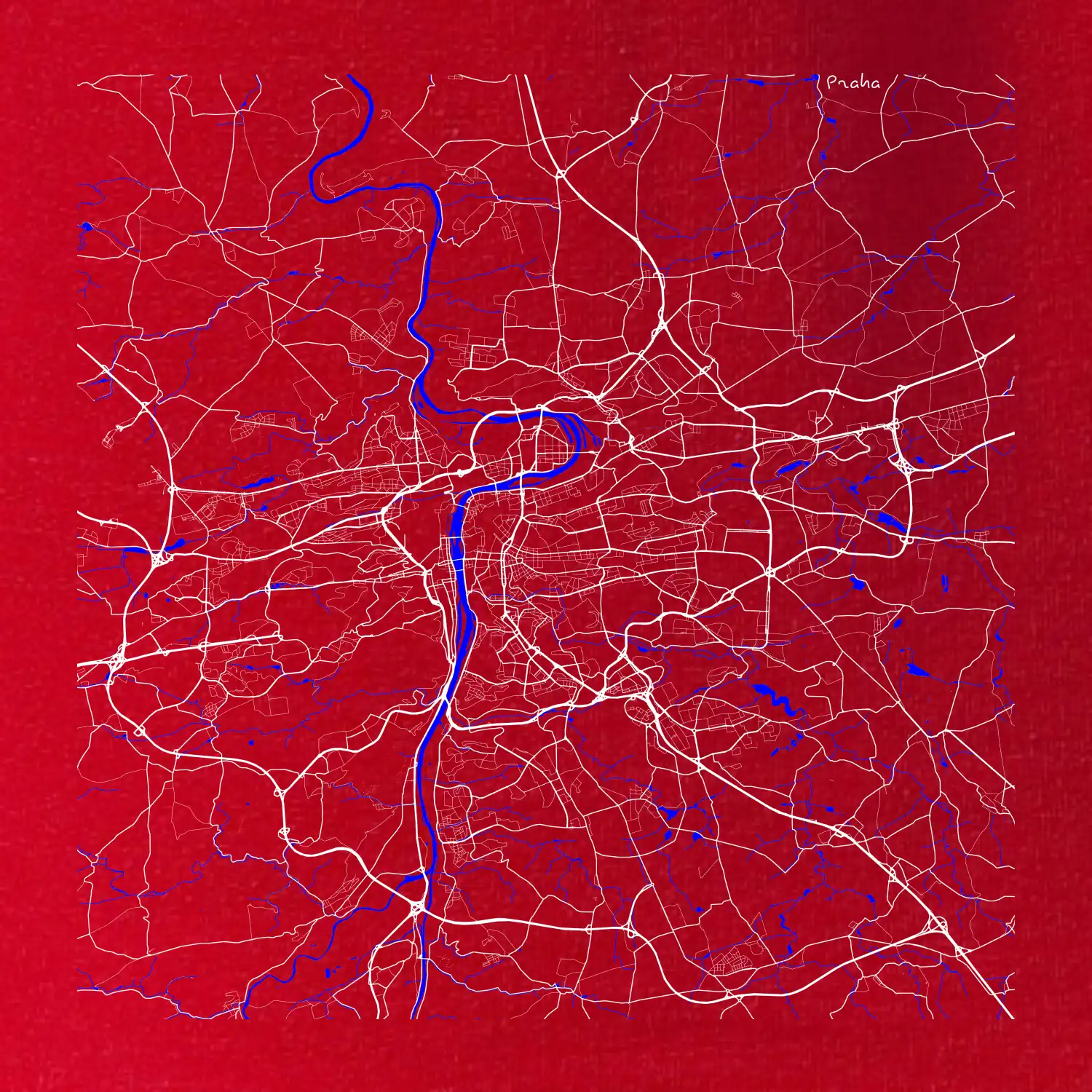Praha - Mapa s vodními toky
