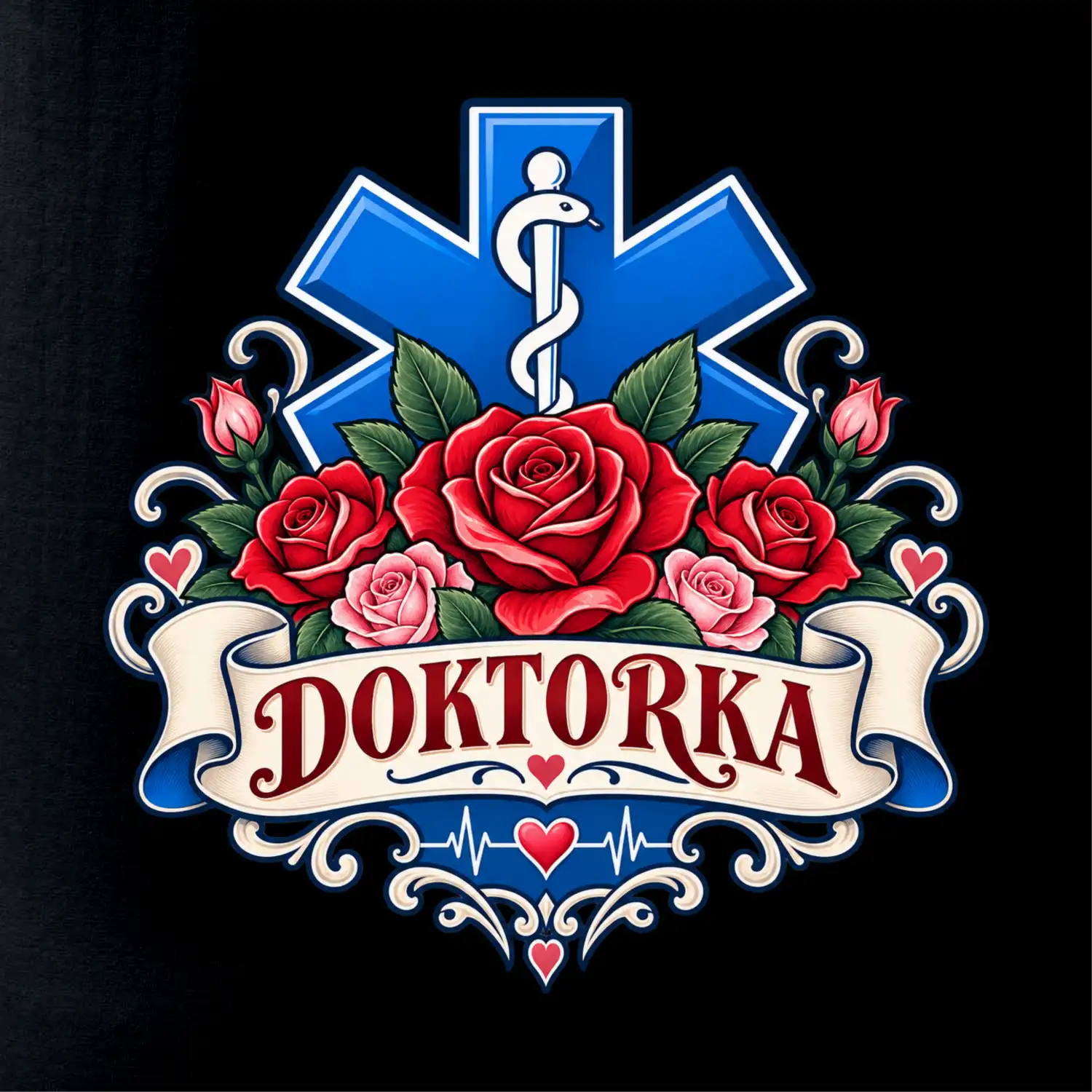 Doktorka - kříž a růže