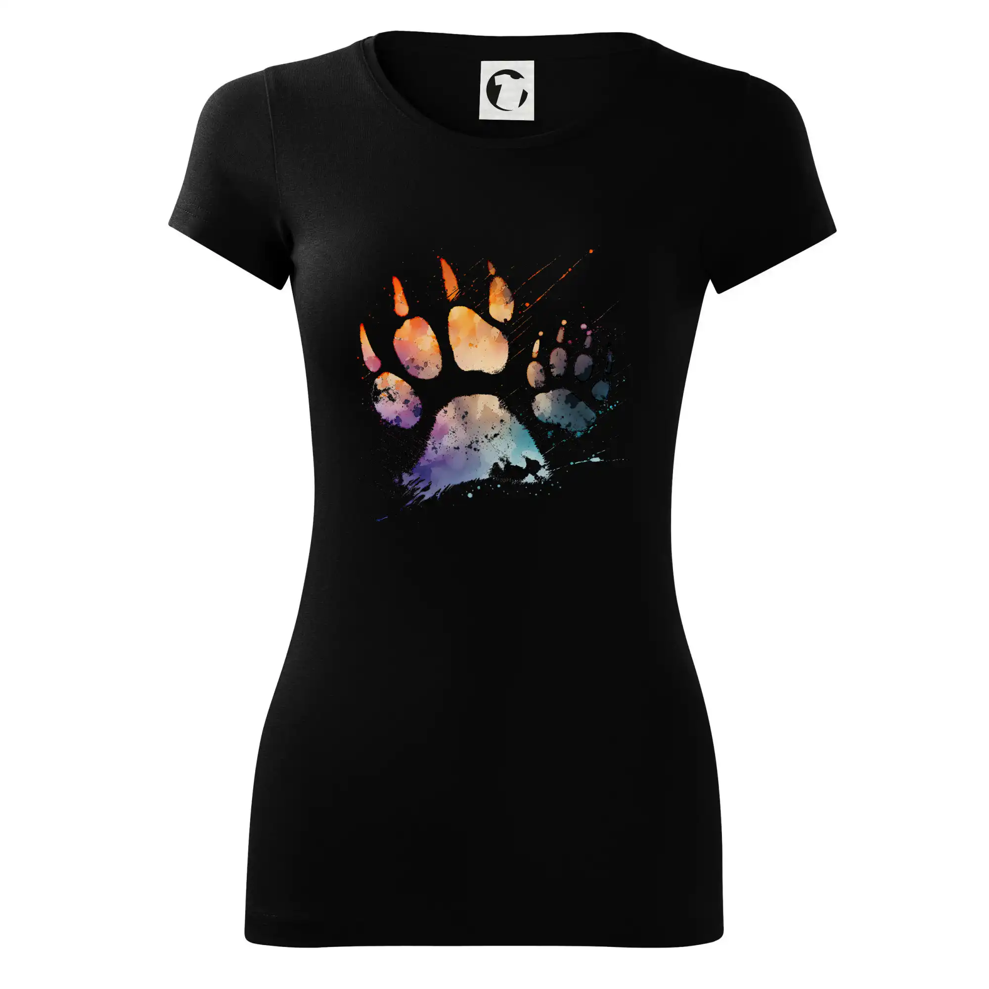 Dvě kočičí packy vodovou barvou