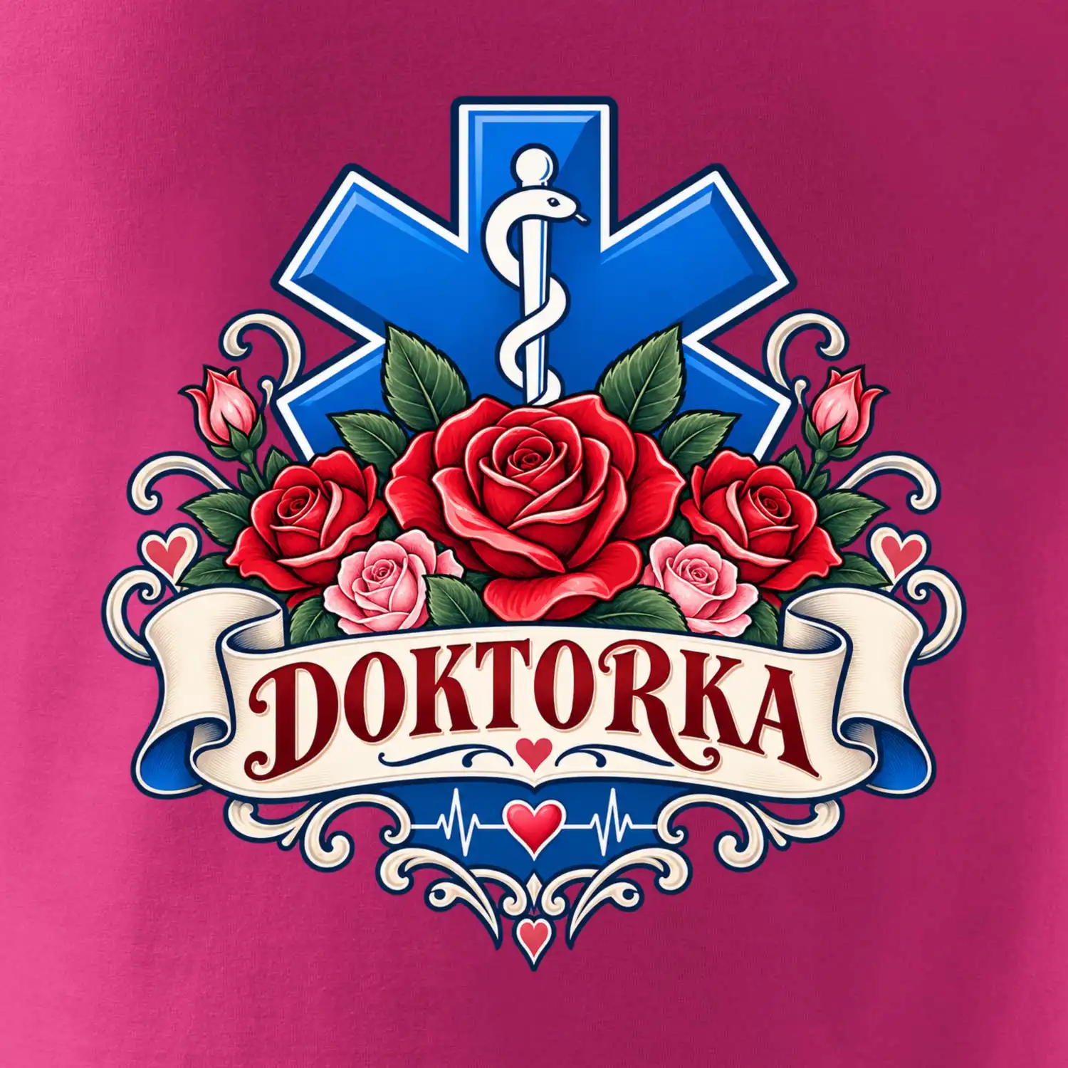 Doktorka - kříž a růže