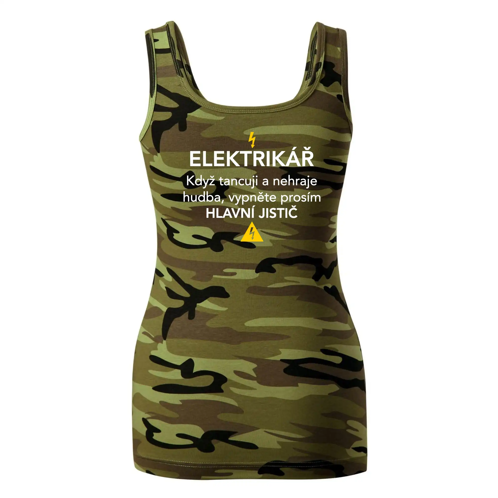 Elektrikář - hlavní jistič - Nápis na zádech