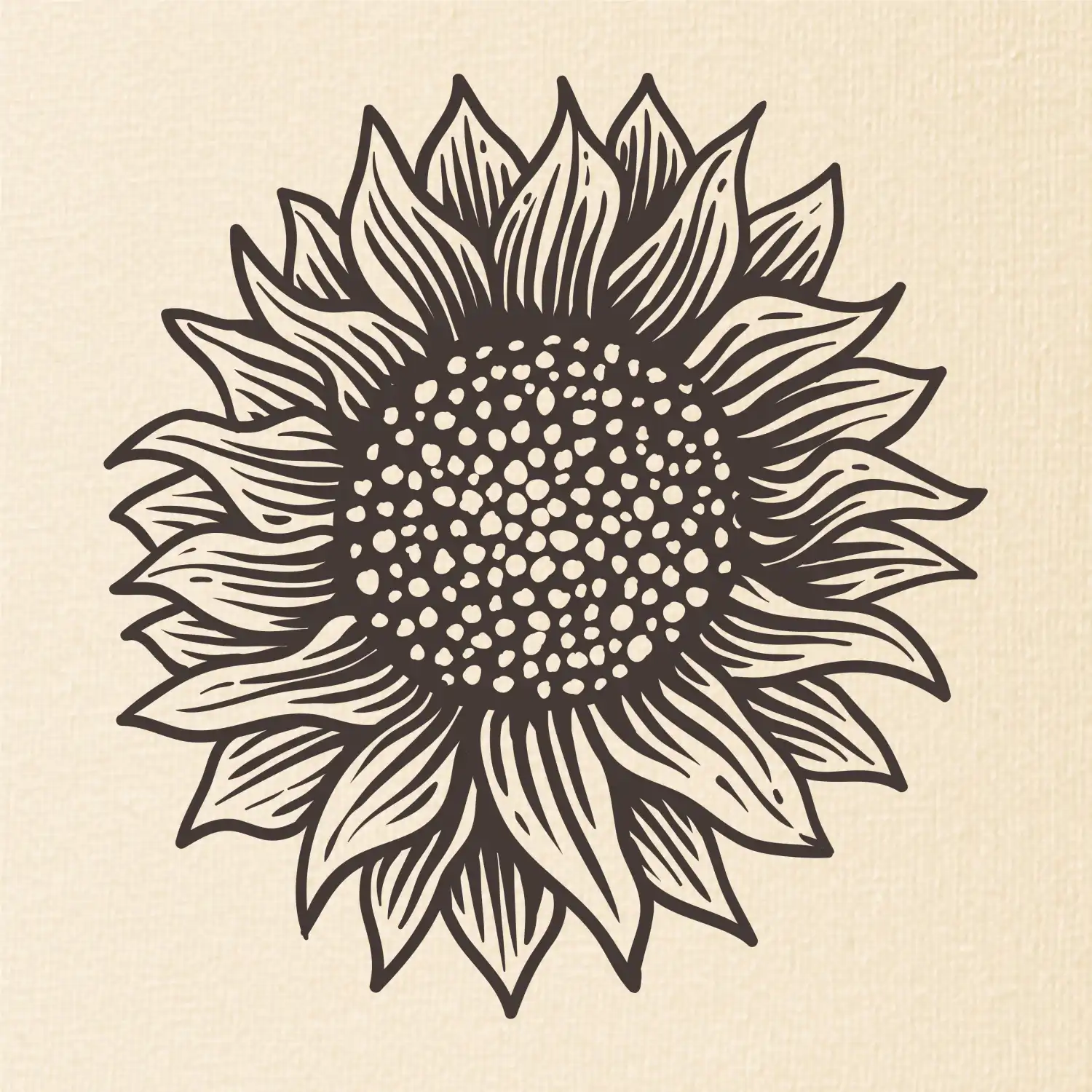 Slunečnice kreslená černobílá