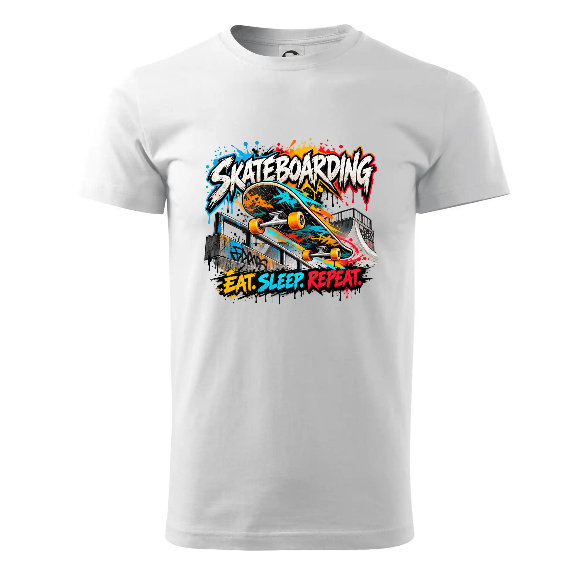Skateboard ve street stylu eat sleep repeat