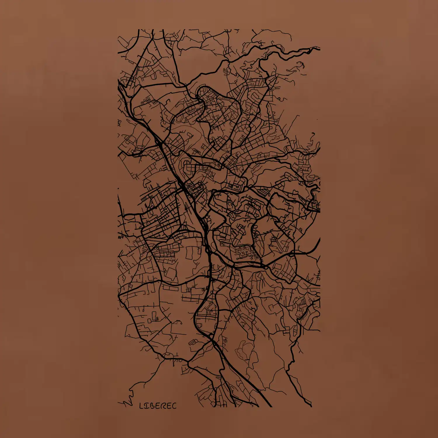 Černobílá mapa Liberec