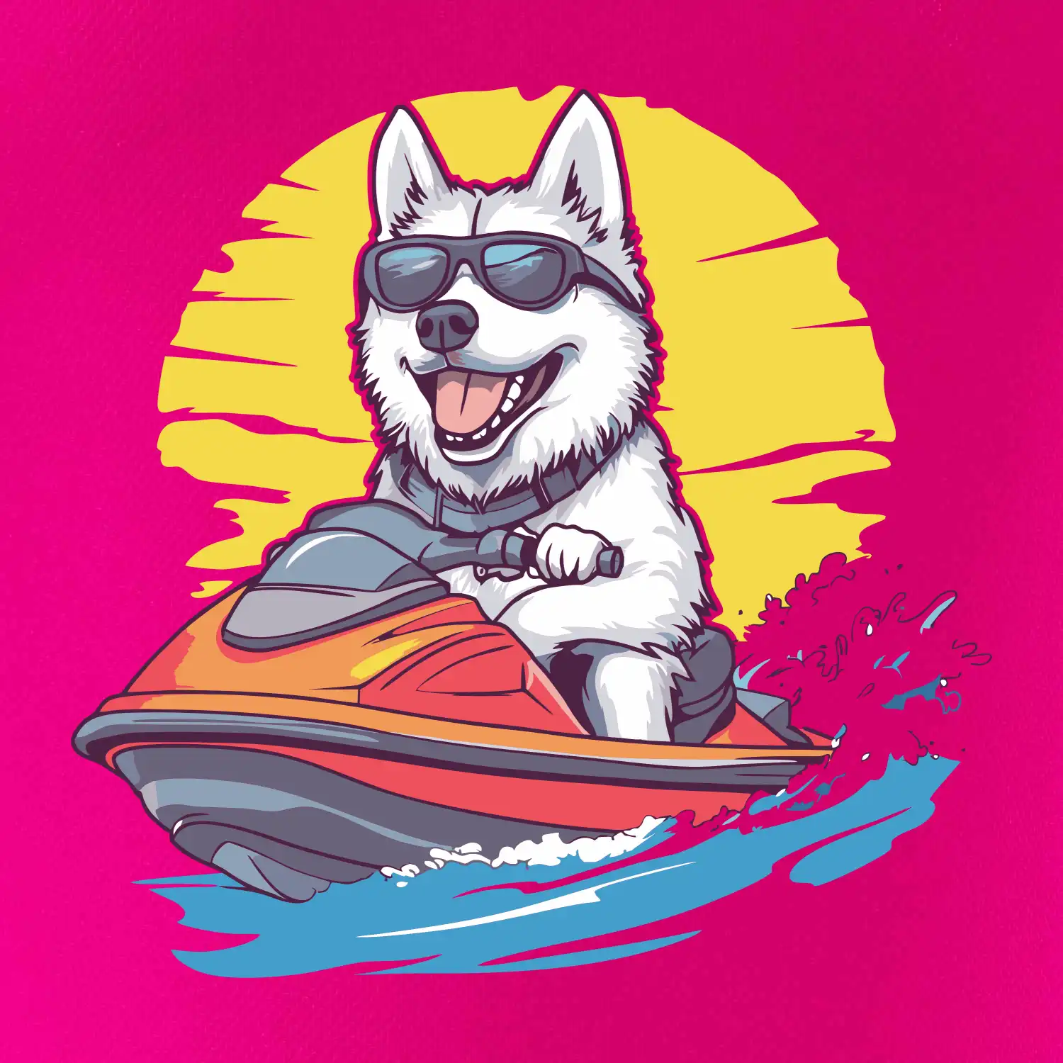 Husky na vodním skútru