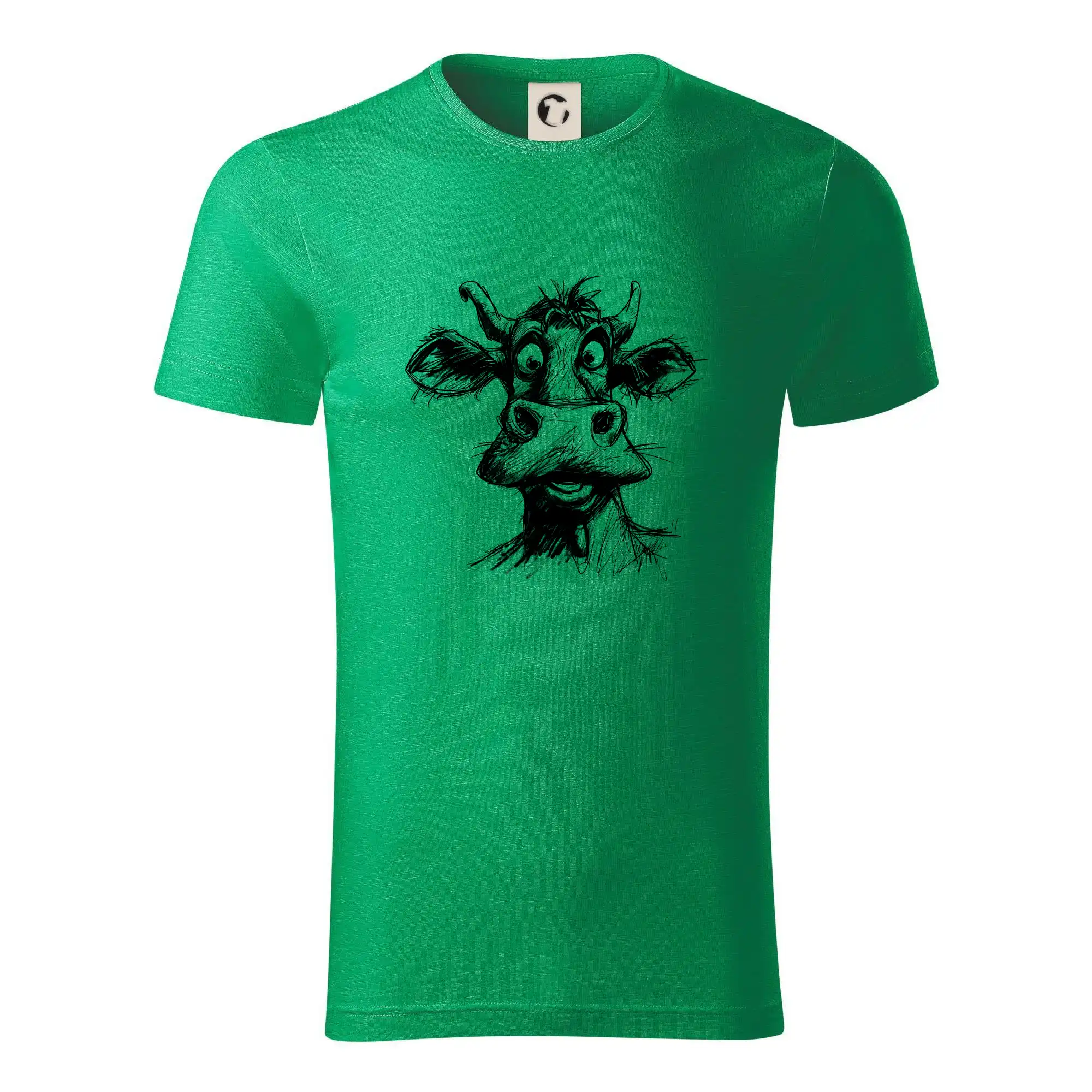 Černobílá karikatura světlá kráva hlava