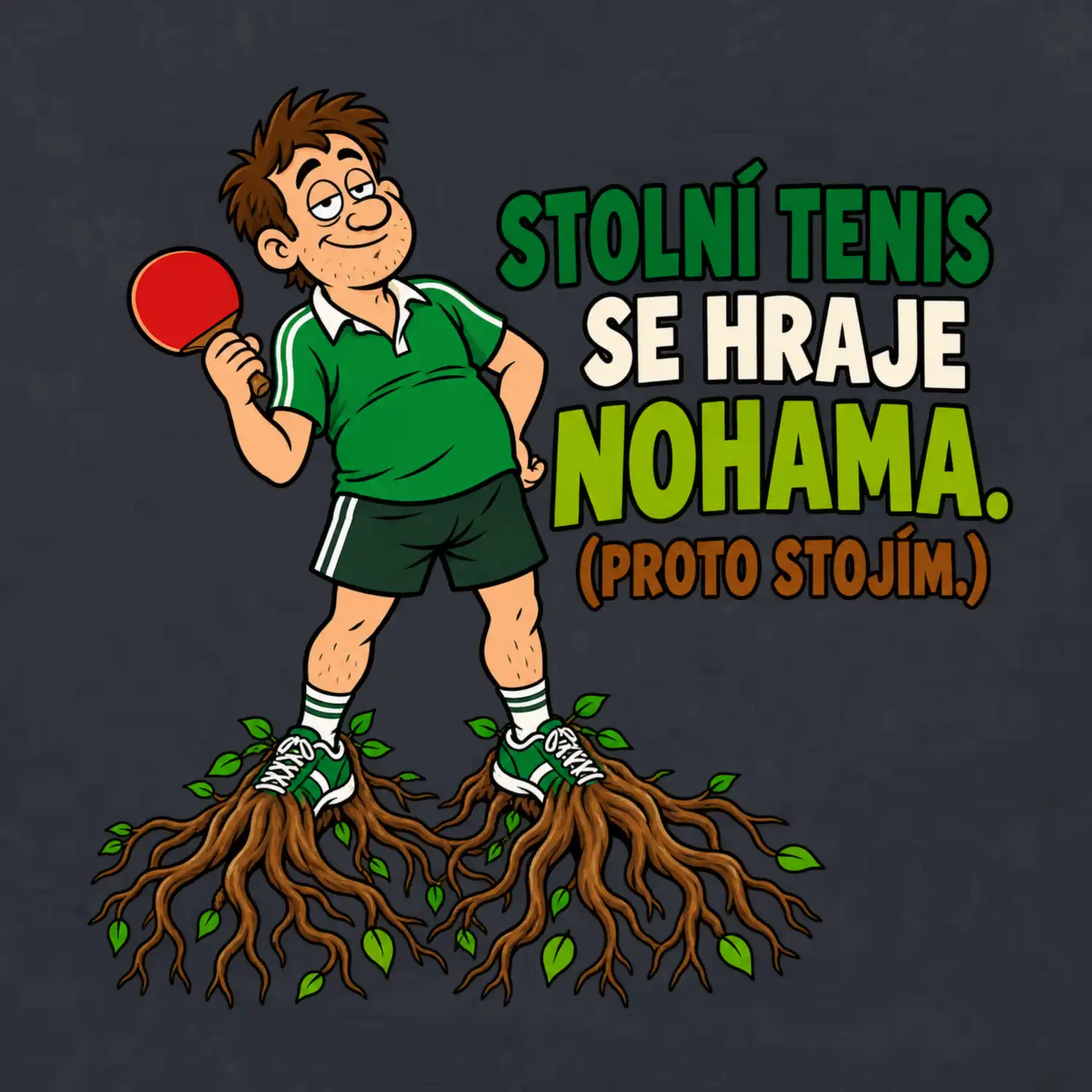 Stolní tenis se hraje nohama. (proto stojím.)