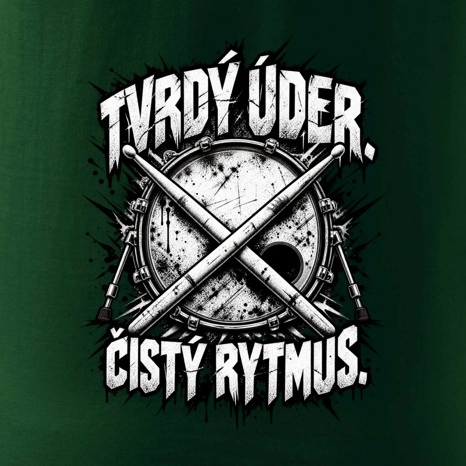Tvrdý úder čistý rytmus - černobílé zkřížené paličky