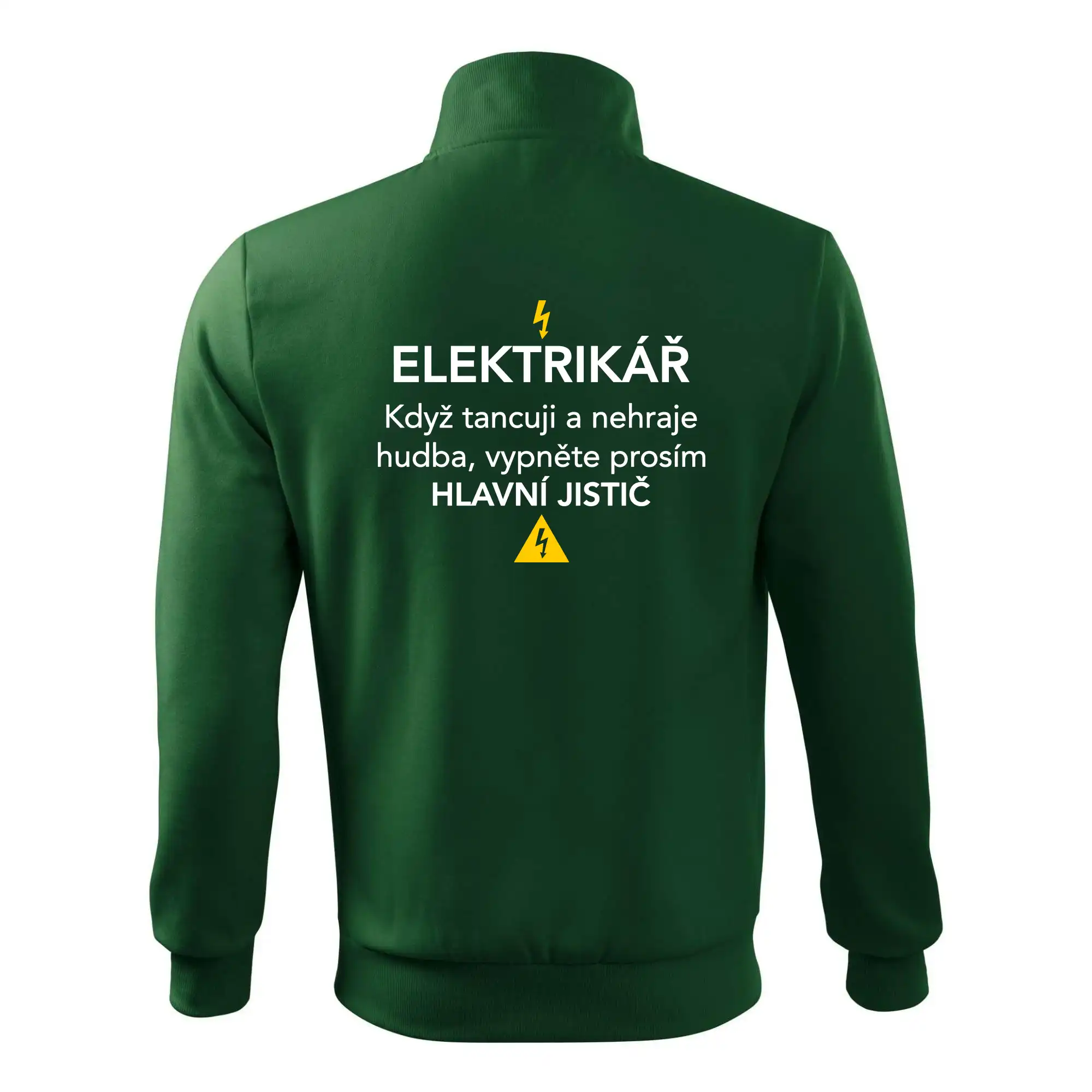 Elektrikář - hlavní jistič - Nápis na zádech