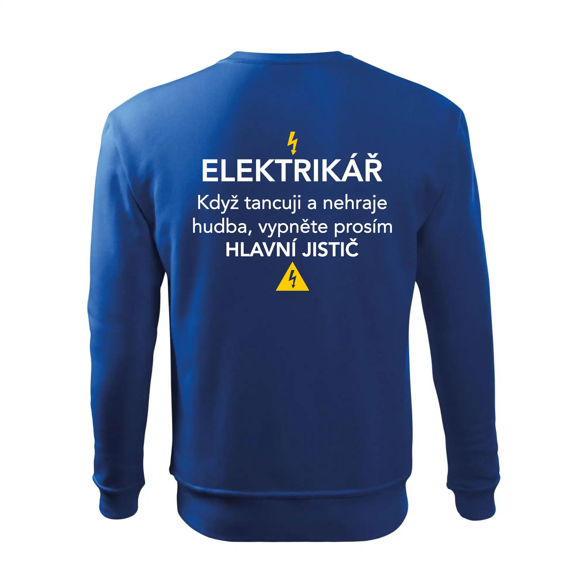 Elektrikář - hlavní jistič - Nápis na zádech