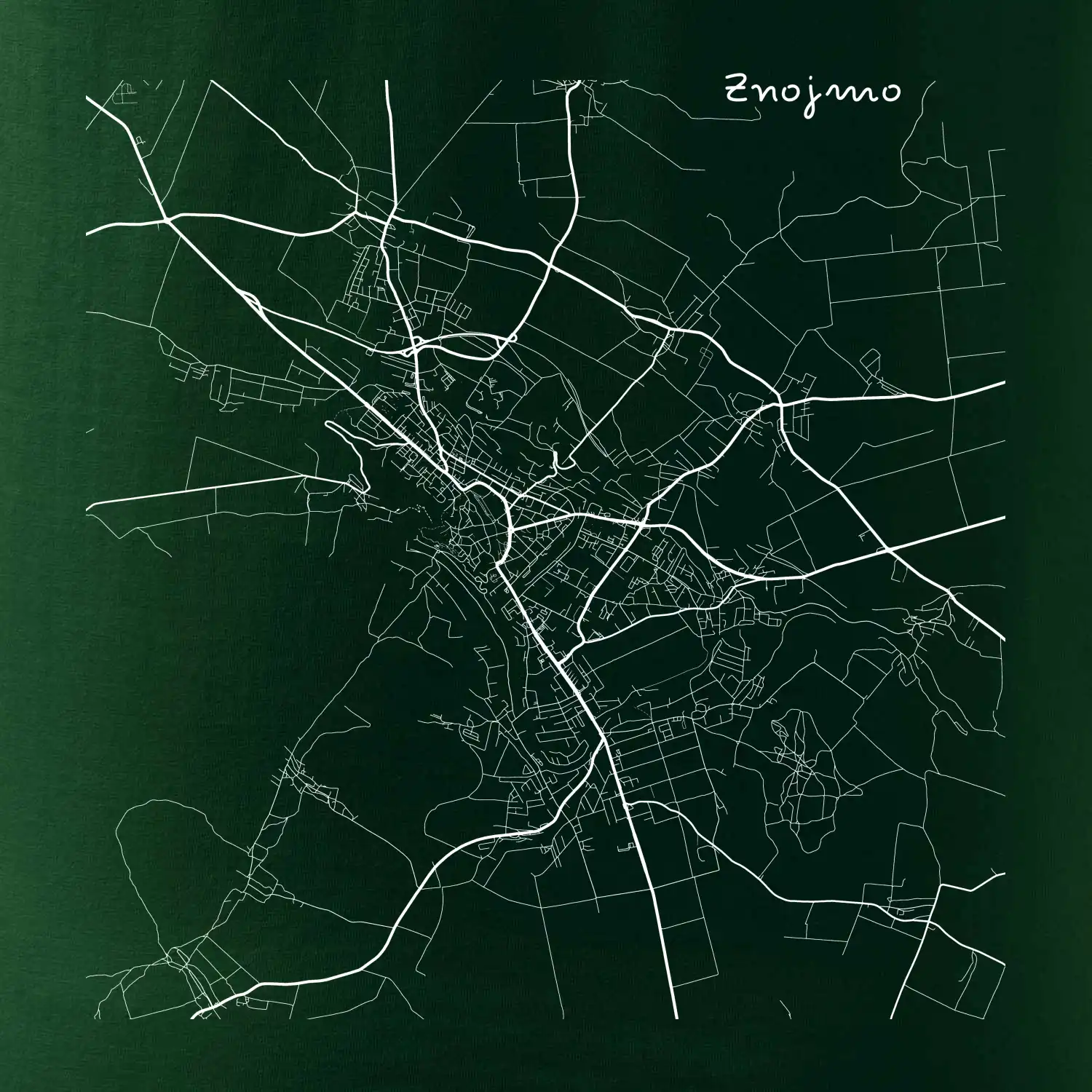 Černobílá mapa Znojmo