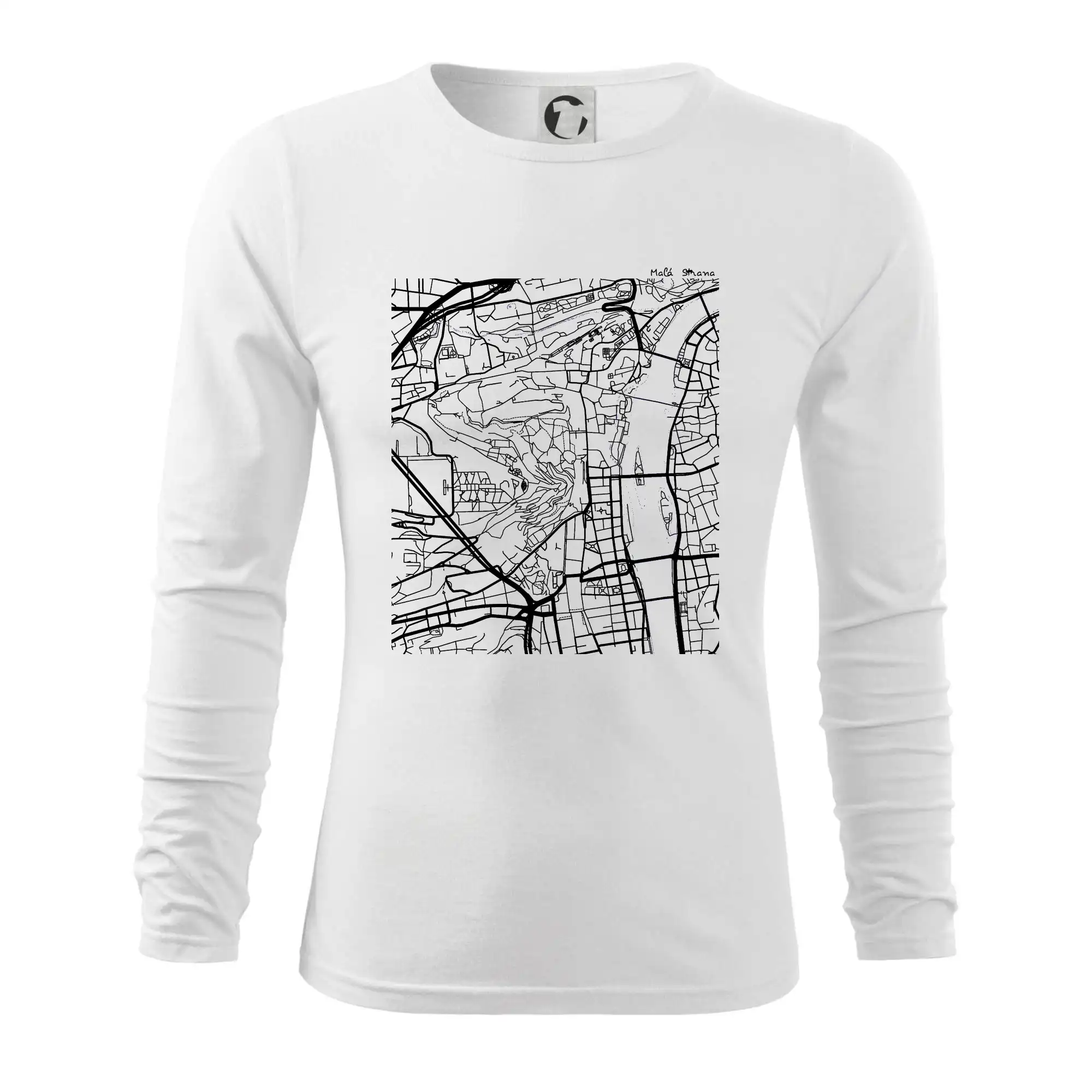 Praha Malá Strana - Mapa černobílá