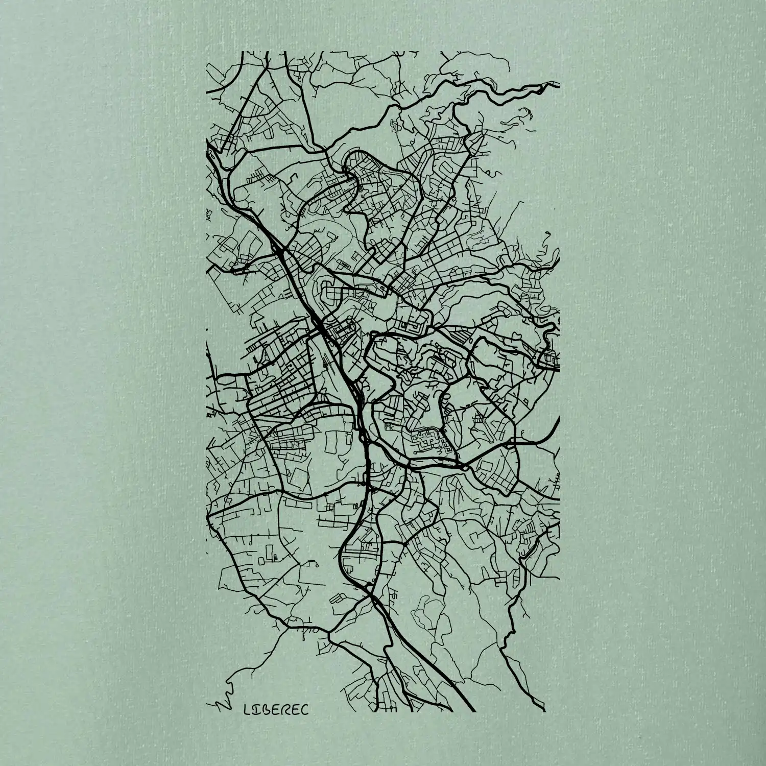 Černobílá mapa Liberec